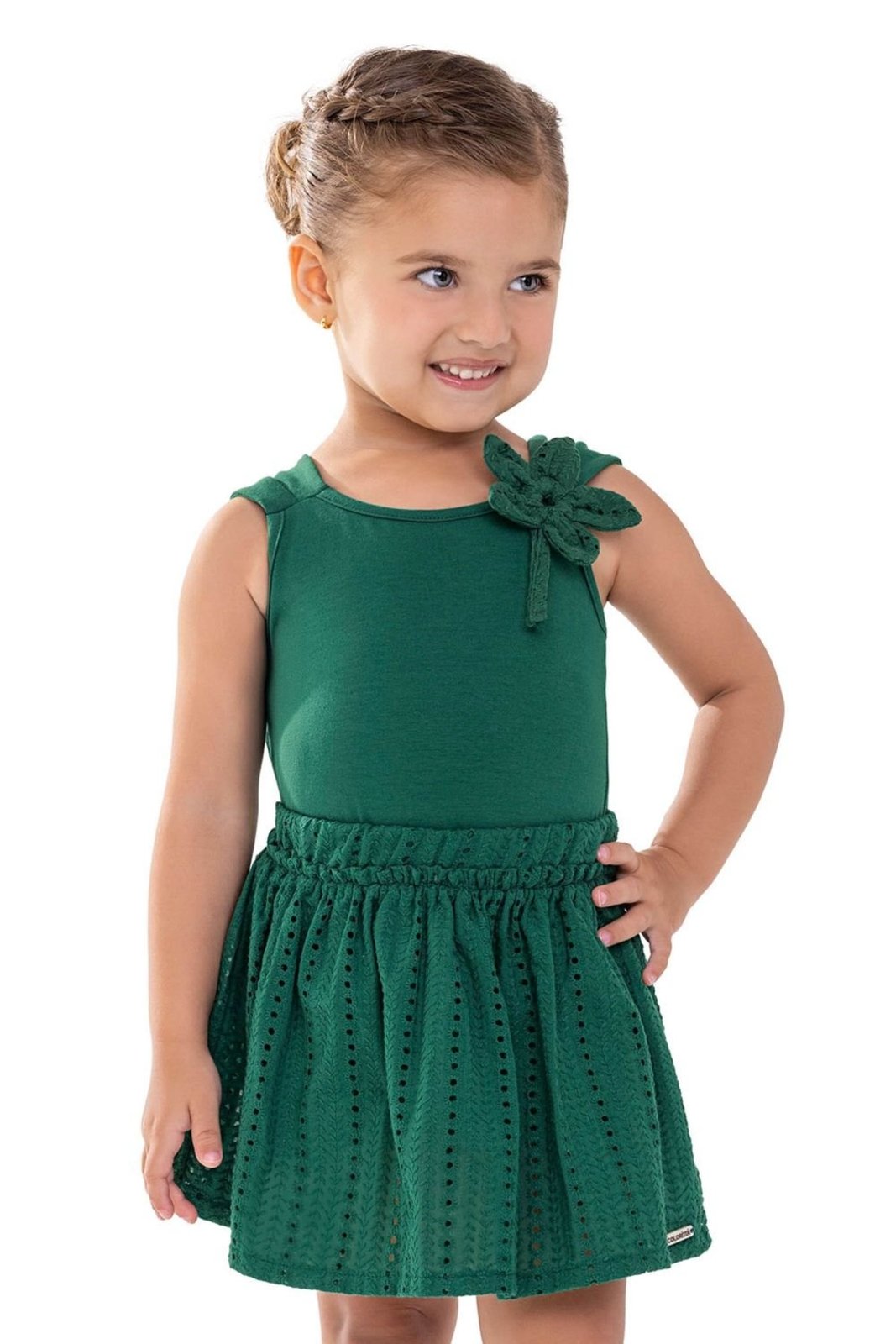 Infantil - Conjunto Menina Aplique Flor Colorittá Verde