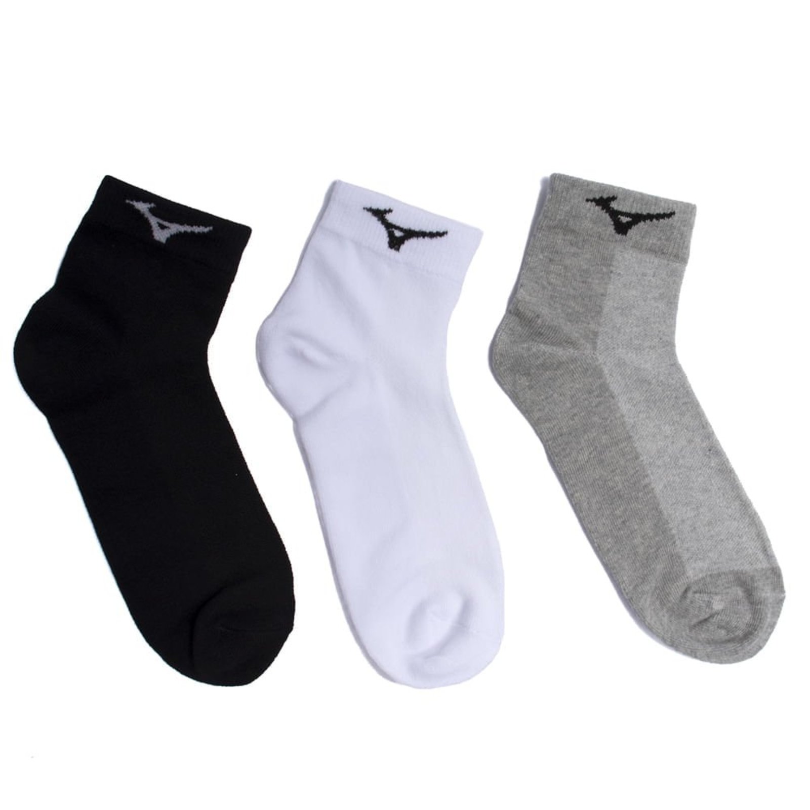 Vista 2 Kit 3 Pares Meias Esportivas Mizuno Cano Curto Branco/Preto Mizuno cinza