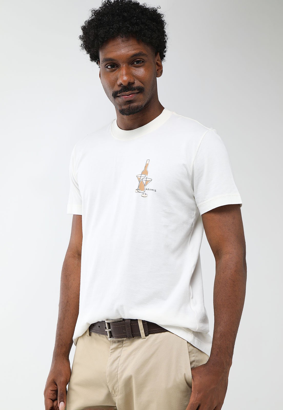 Camiseta Masculina Aramis Estampa Minimalista Branca
