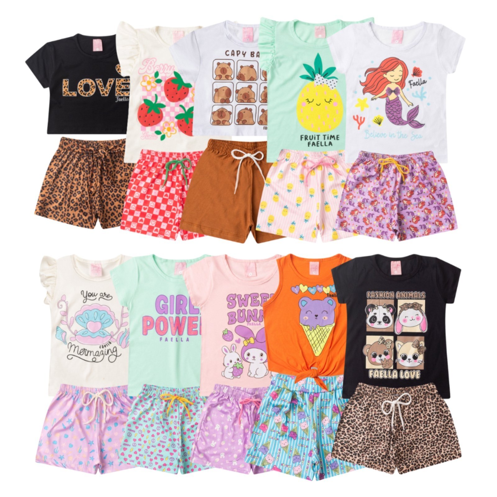 Vista 3 Infantil - Kit Conjunto Verão Menina Com 4 Conjuntos Sortidos Mega Kids unico Mega Kids unico