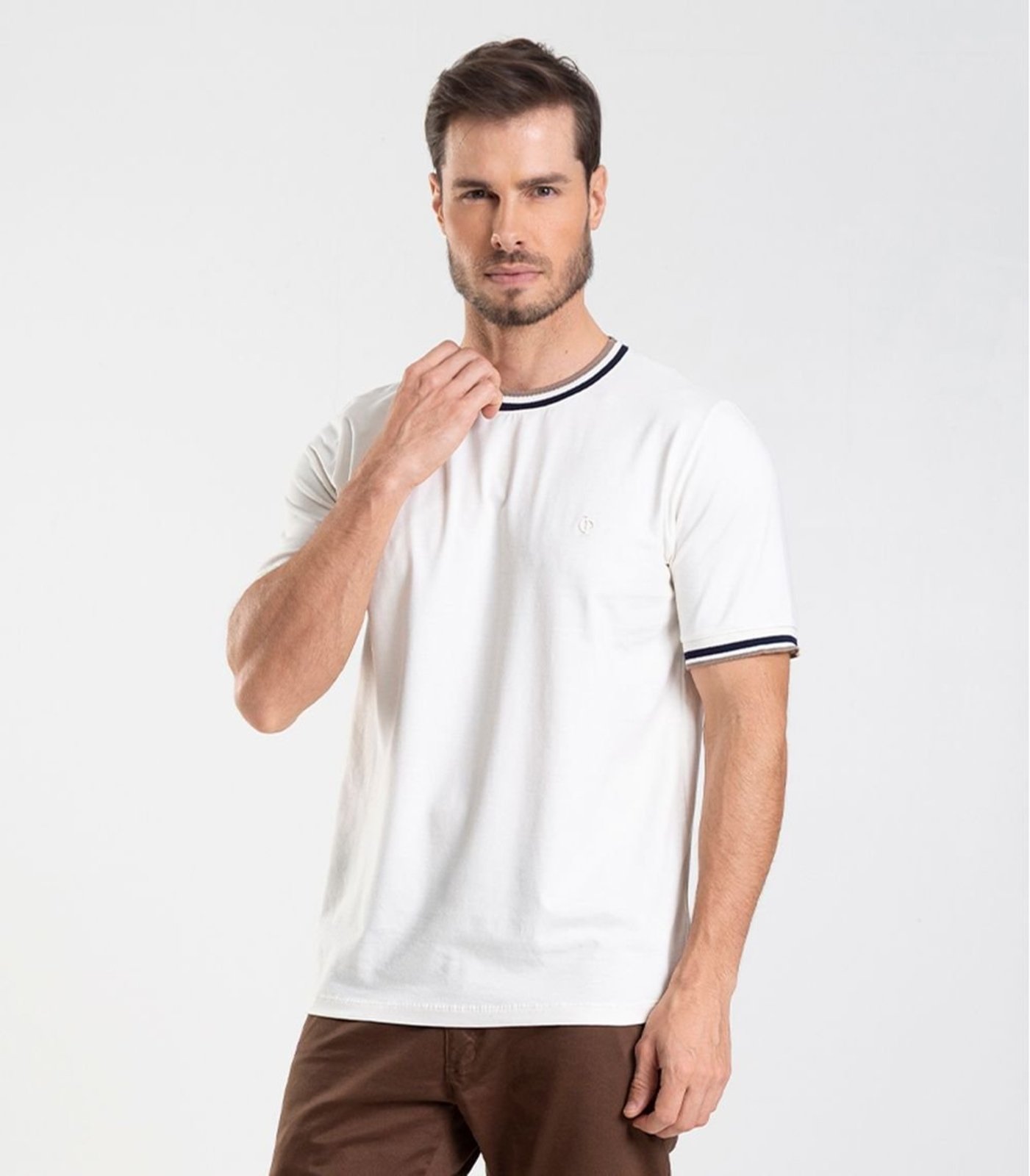 Camiseta Masculina Cotton e Retilinea Diametro Bege