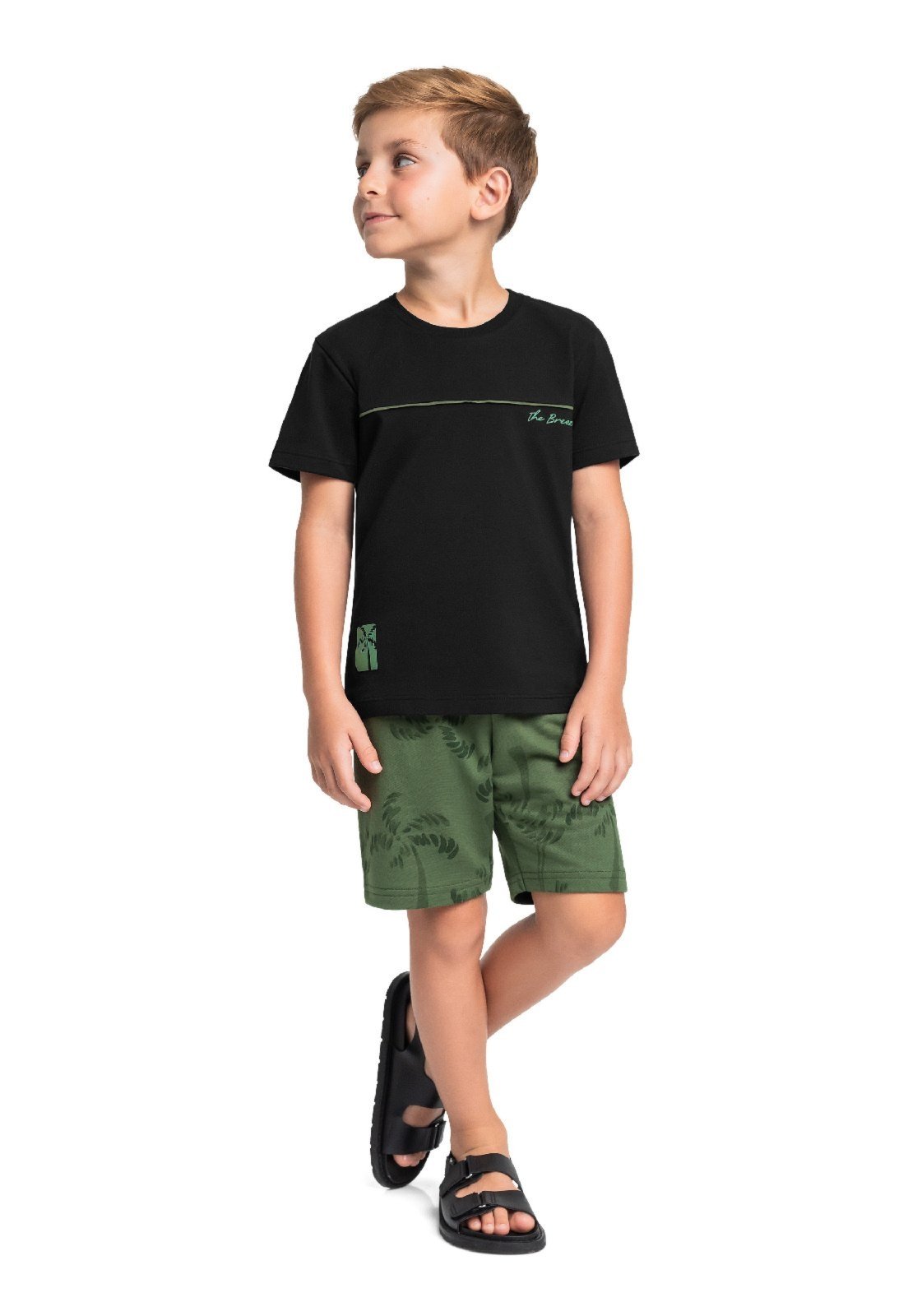 Vista 2 Infantil - Conjunto Camiseta Bermuda Tropical Bee Loop bege Bee Loop bege