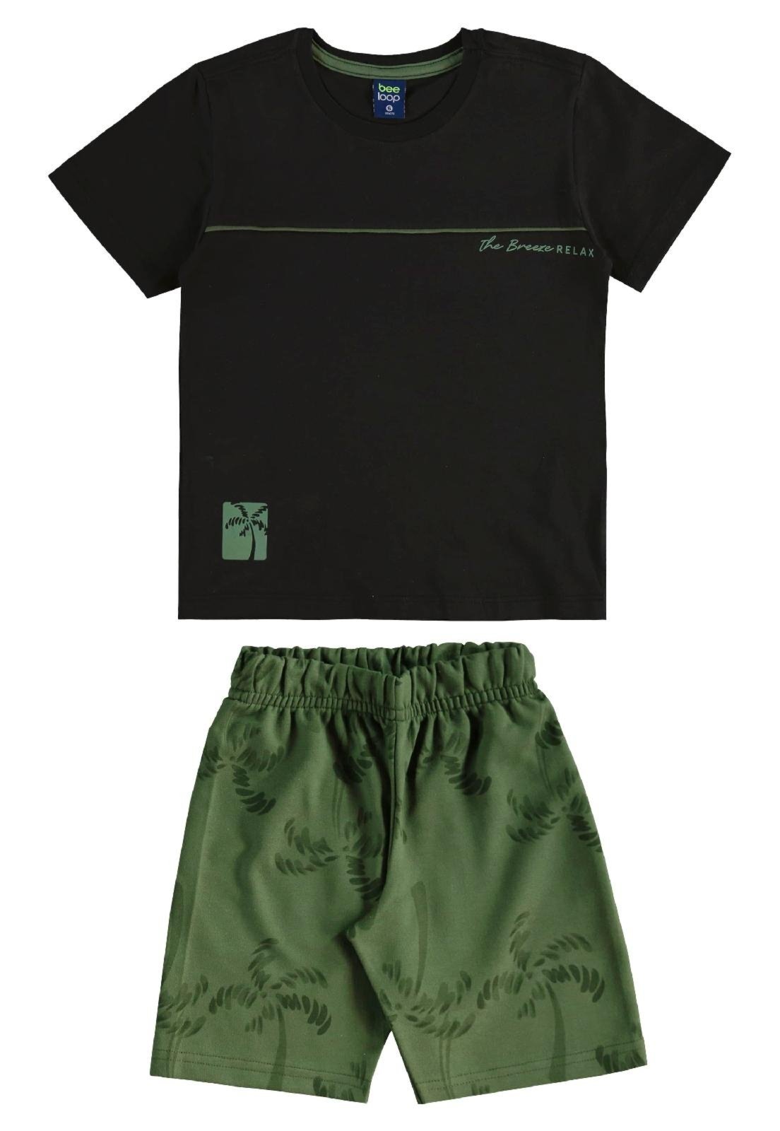Vista 3 Infantil - Conjunto Camiseta Bermuda Tropical Bee Loop bege Bee Loop bege