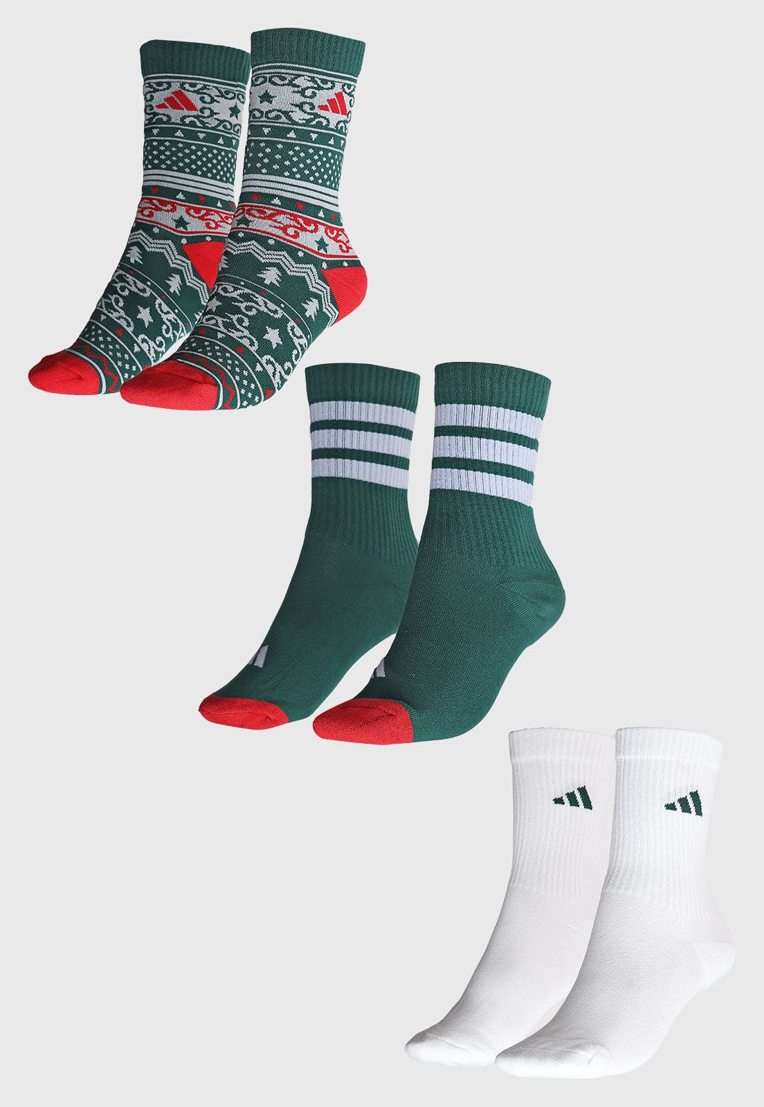 Vista 3 Kit 3 Pares Meia Cano Alto adidas Performance GFX verde adidas performance verde