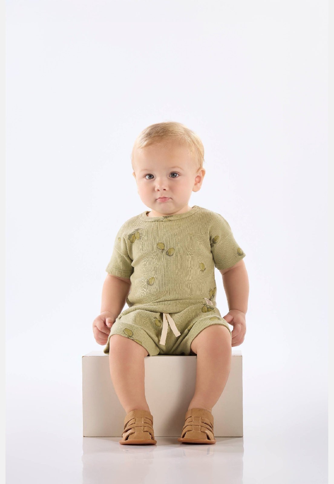 Infantil - Conjunto Blusa Short Ribana Nature Up Baby Verde