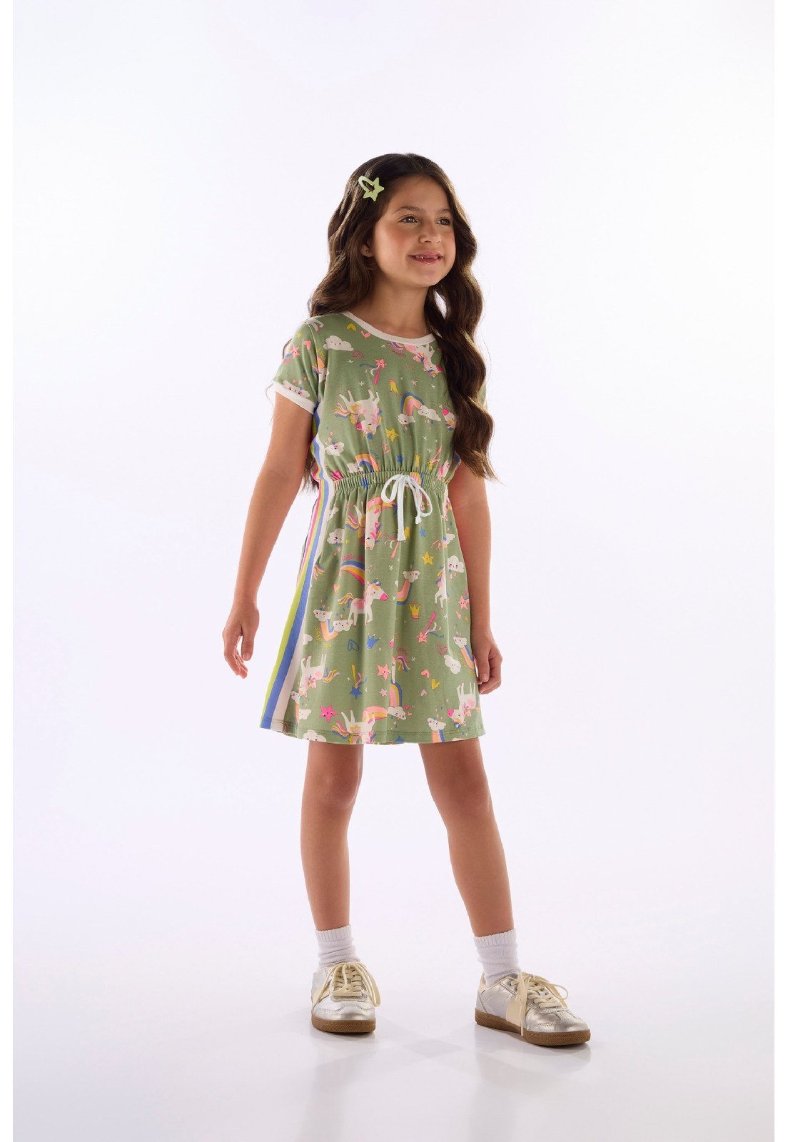 Infantil - Vestido Cotton Estampa Fantasia Quimby Rosa