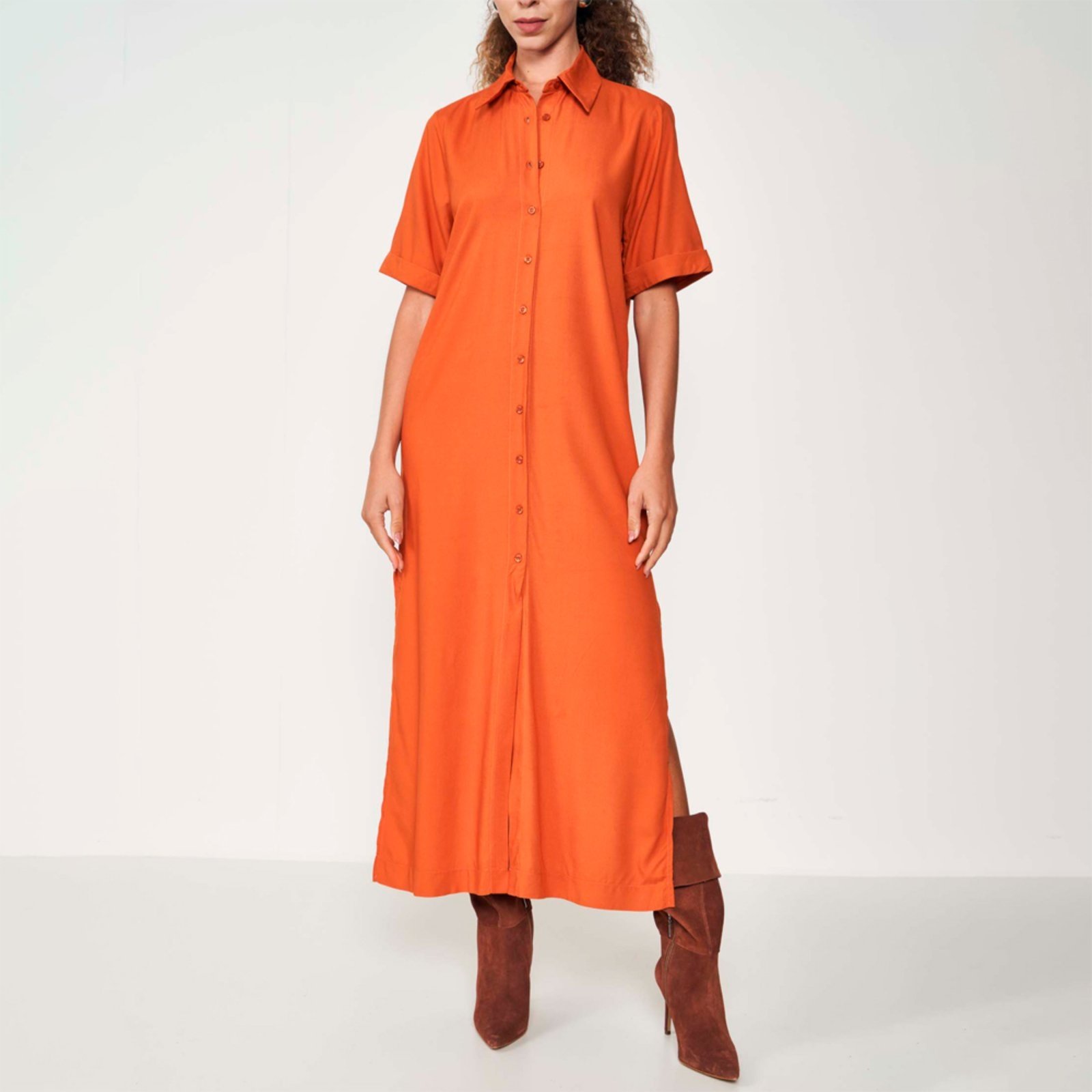 Vestido Midi Colcci Comfort Ou25 Laranja Feminino