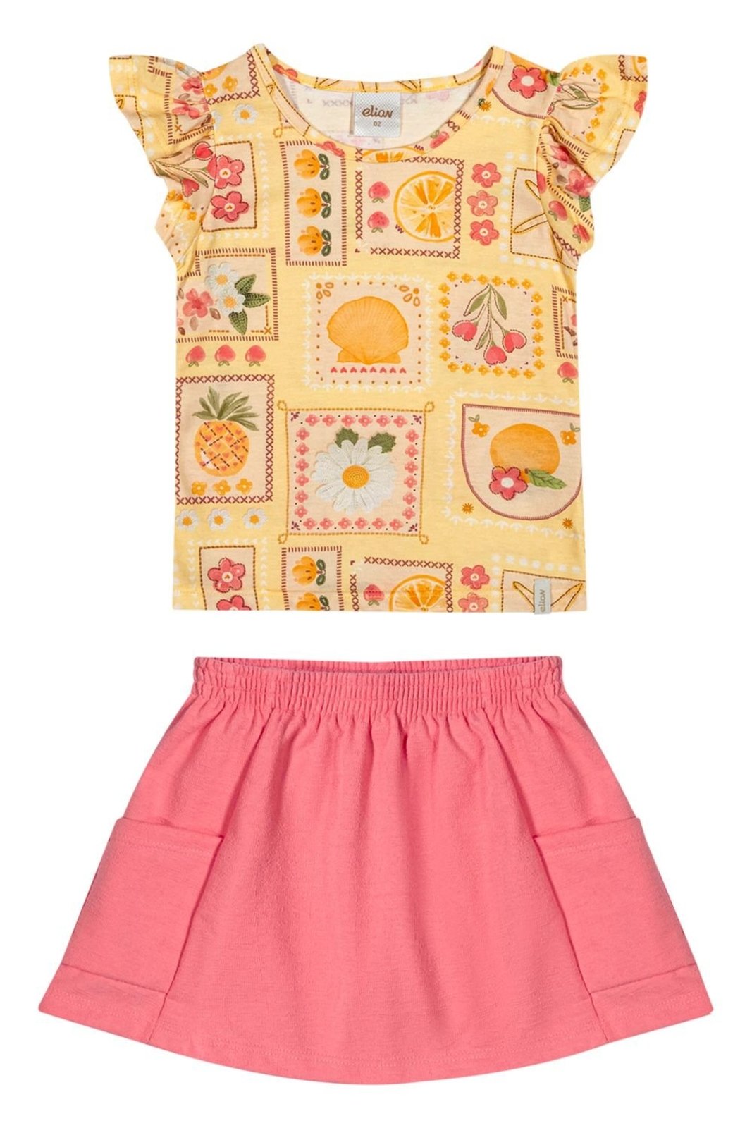 Infantil - Conjunto Menina Estampa Verão Elian Amarelo