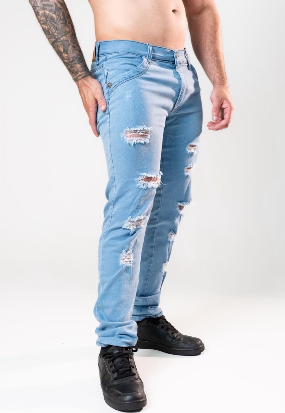 Calça Jeans Yellow Jeans Skinny Destroyed Azul Clara