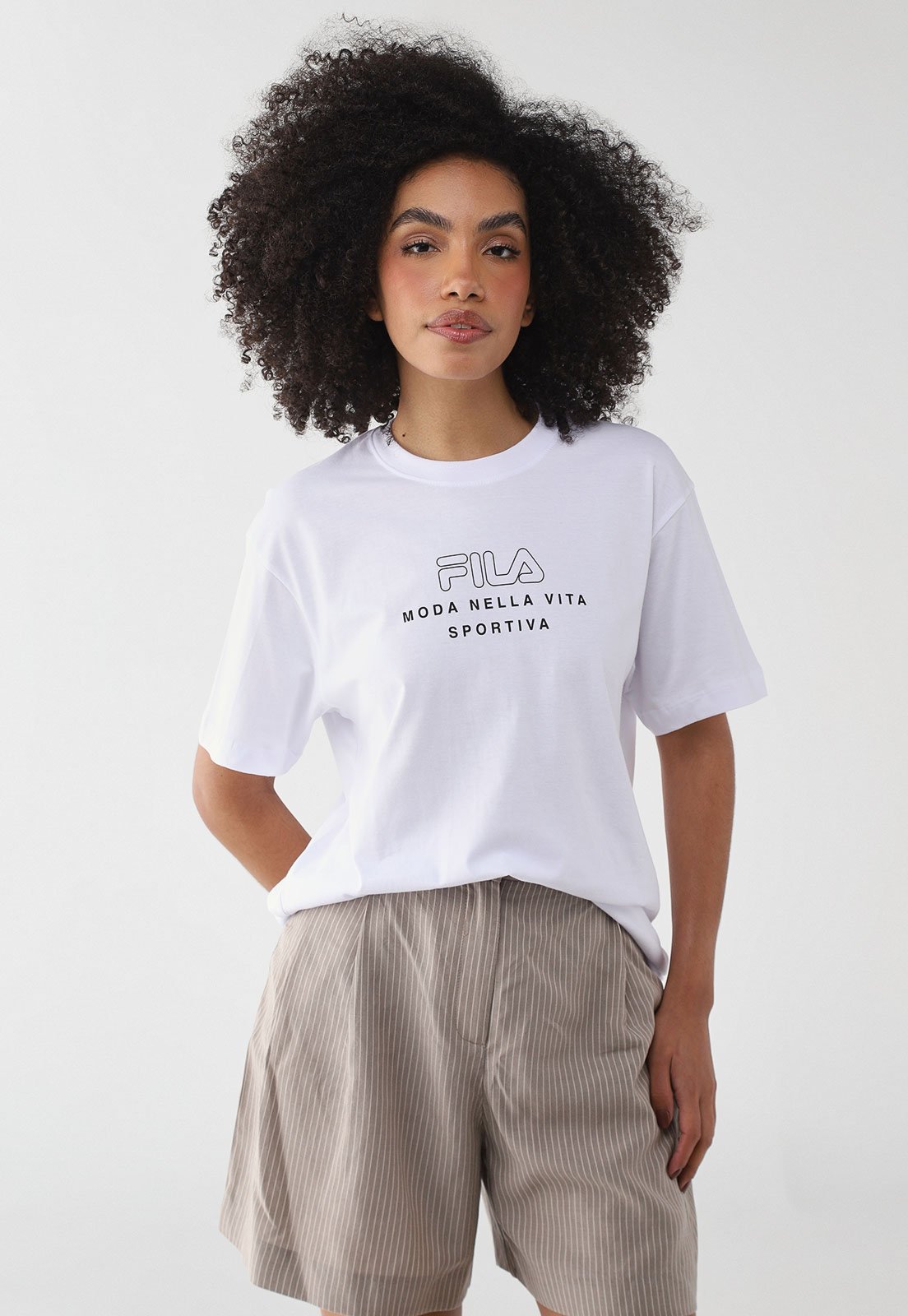 Camiseta Fila Oversized Vita Outline Branca