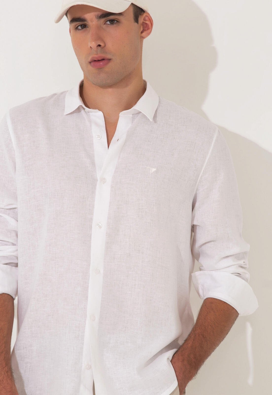 Camisa Linho Slim Manga Longa Traymon – Off White – Xgg