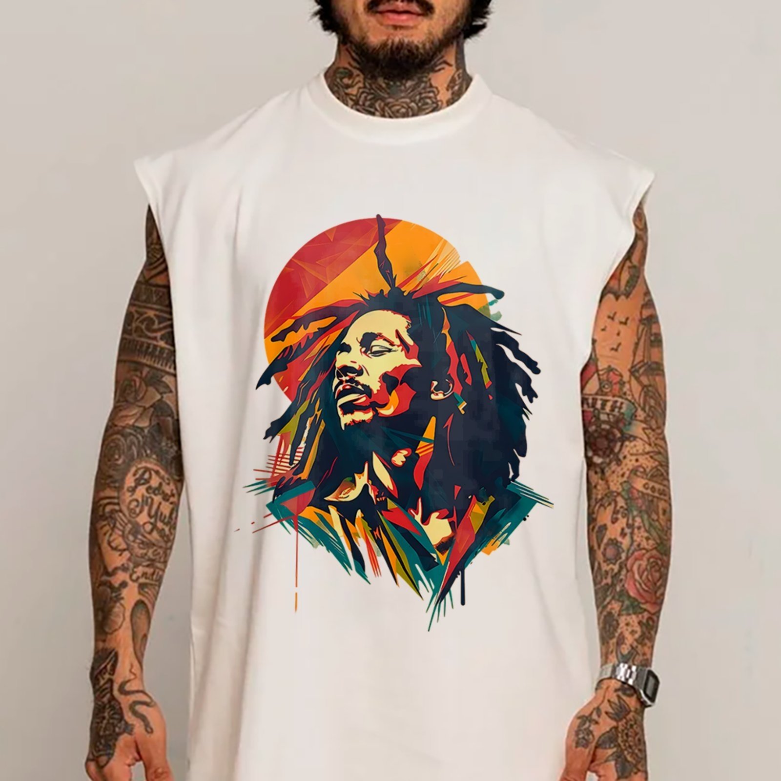 Camiseta Regata Machão Reggae Rasta Estilo Urbano Branco