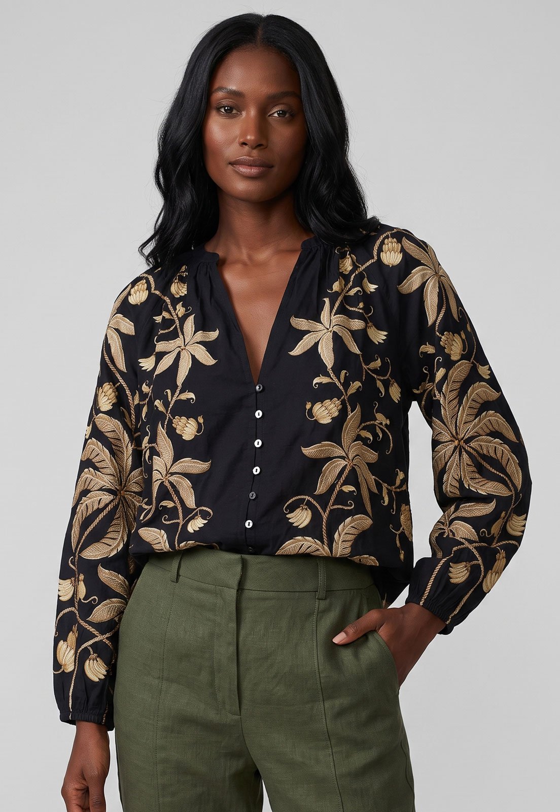 Blusa Feminina FARM Estampada Preta