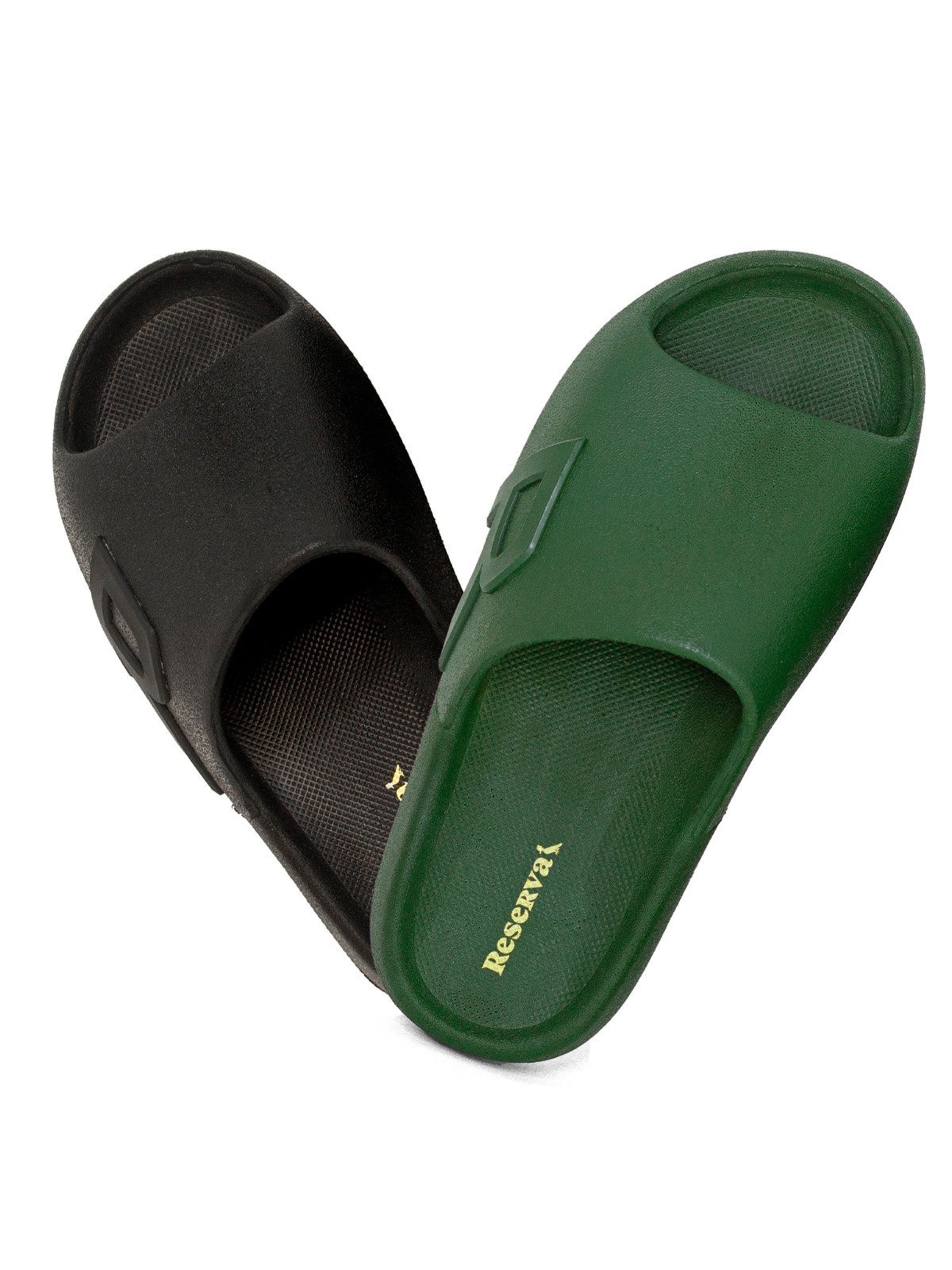 Kit 2 Sandálias Masculina Reserva RSV Go Slide Type R Casual Confortável Preto+Verde