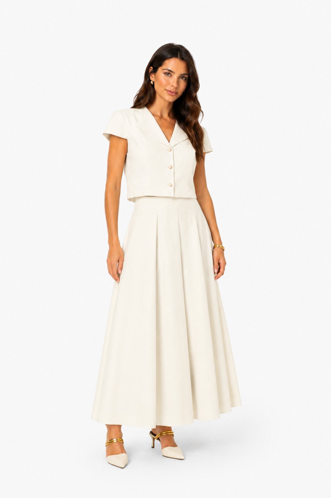 Conjunto Saia Midi D Bell Outlet Fashion Marrant Off White