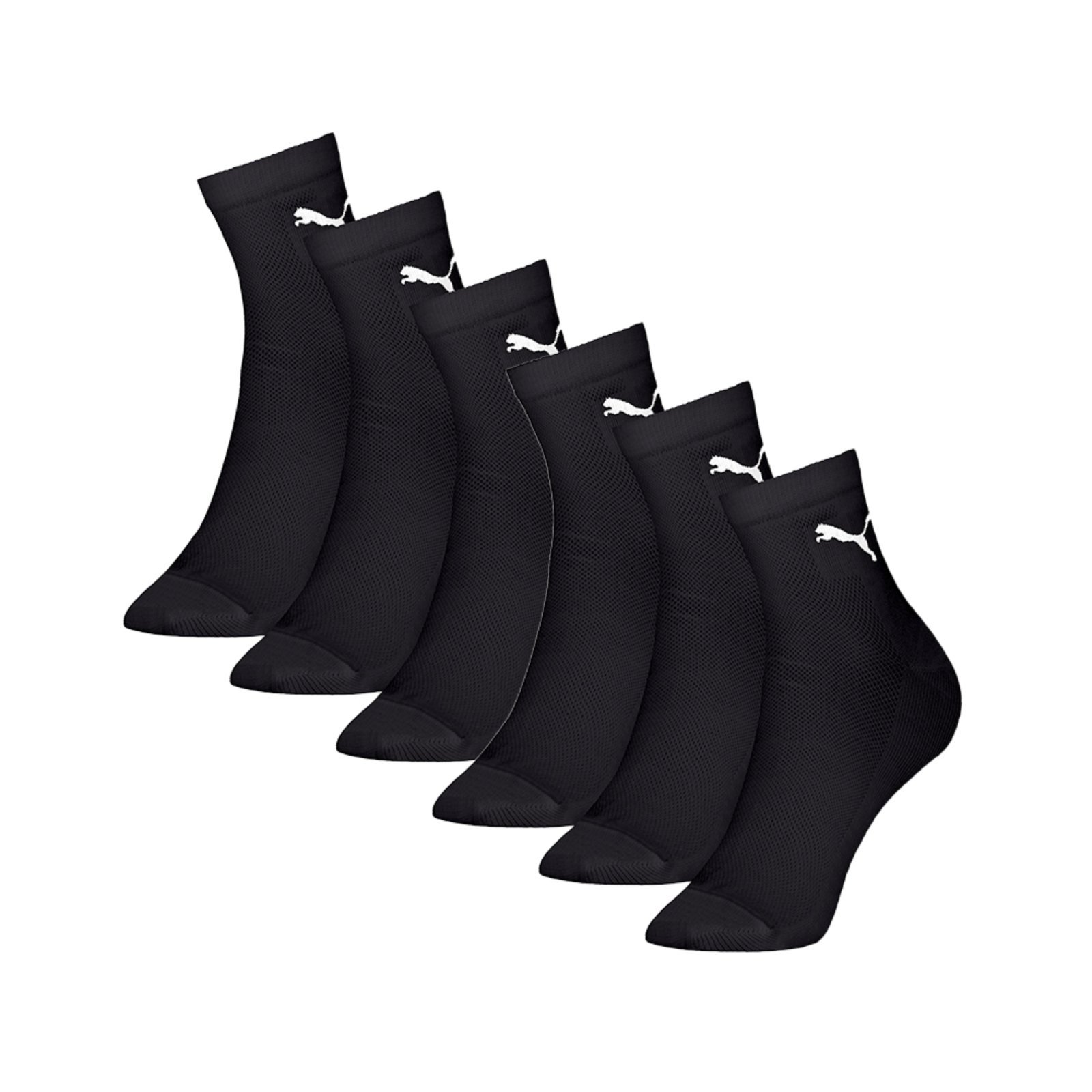 Vista 2 Kit 6 Pares Meia Puma Cano Médio Algodão Malha Repiravel Adulto Puma preto