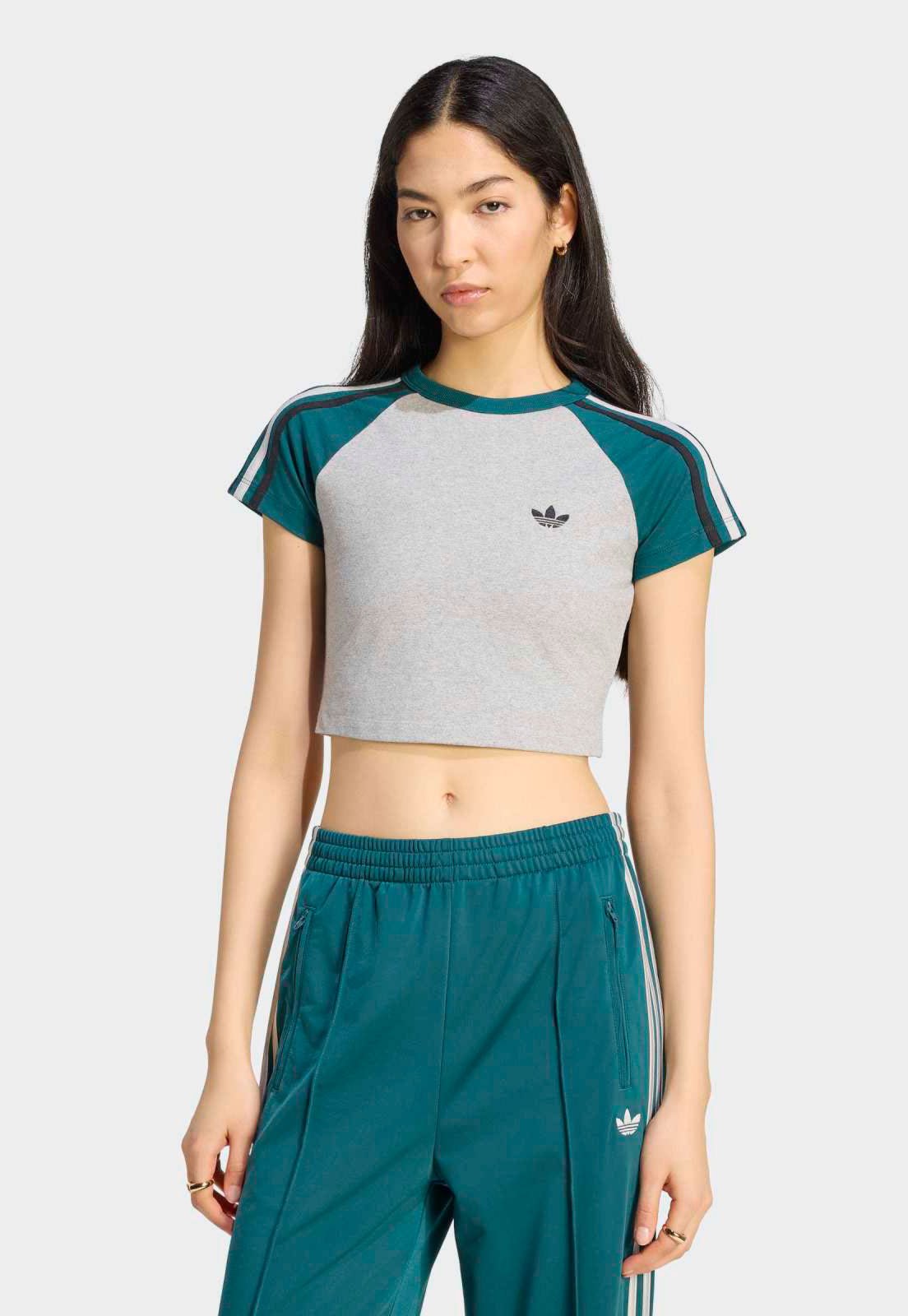 Camiseta Cropped adidas Originals Cinza