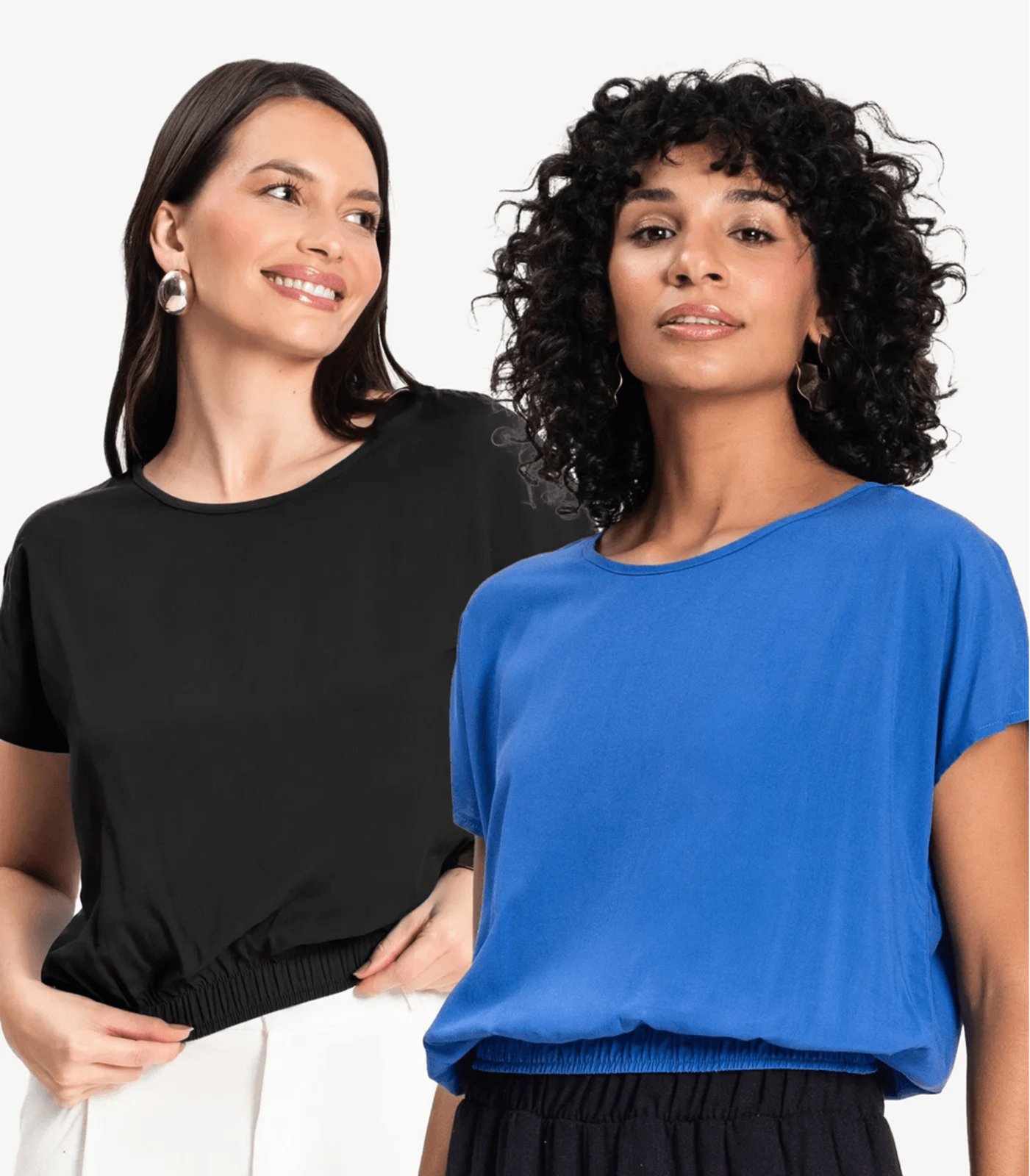 Vista 2 Kit 2 Blusas Femininas Manga Curta Infinita Cor Sortidas multicolorido INFINITA COR multicolorido