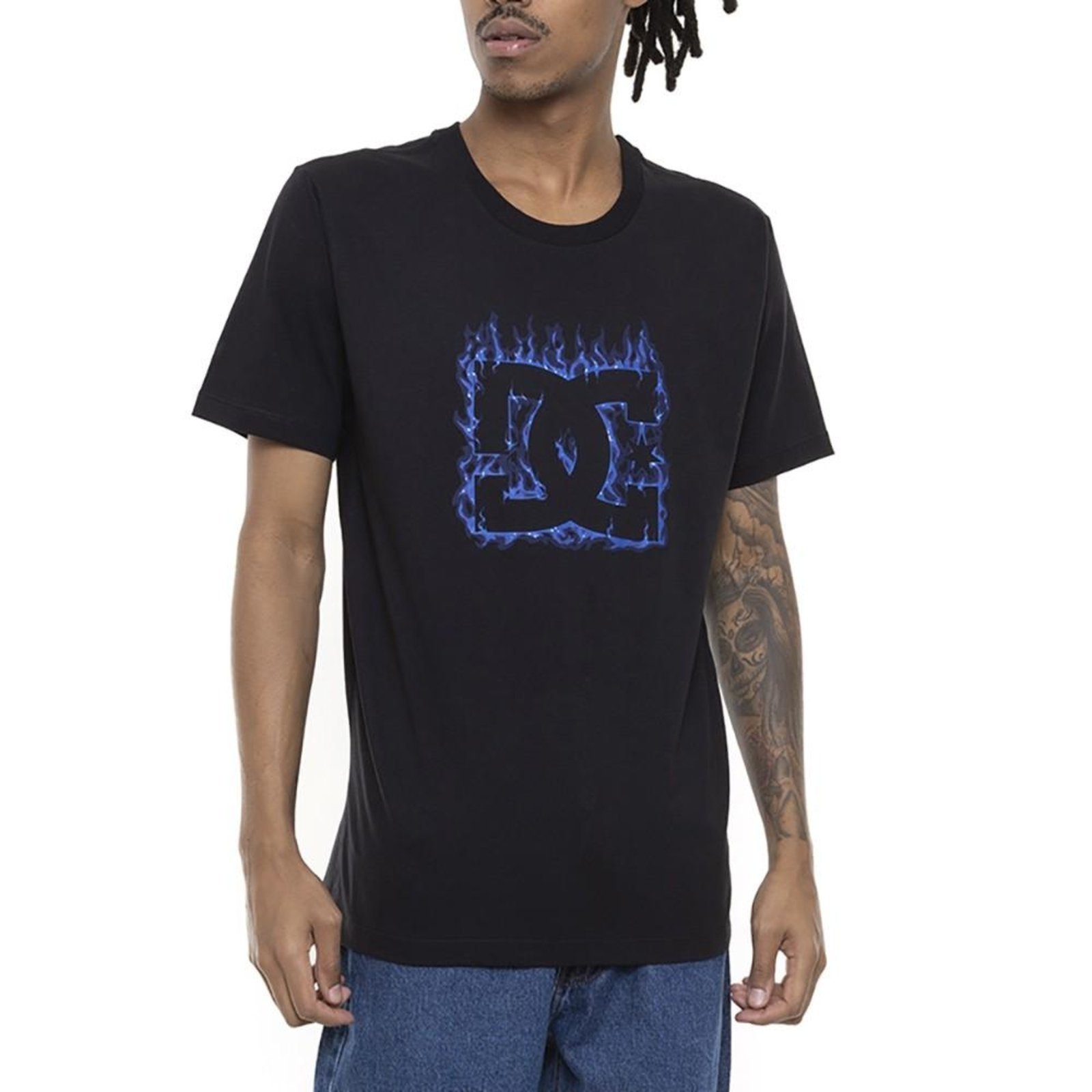 Camiseta DC Shoes Blue Flame Plus Size SM23 Masculina Preto