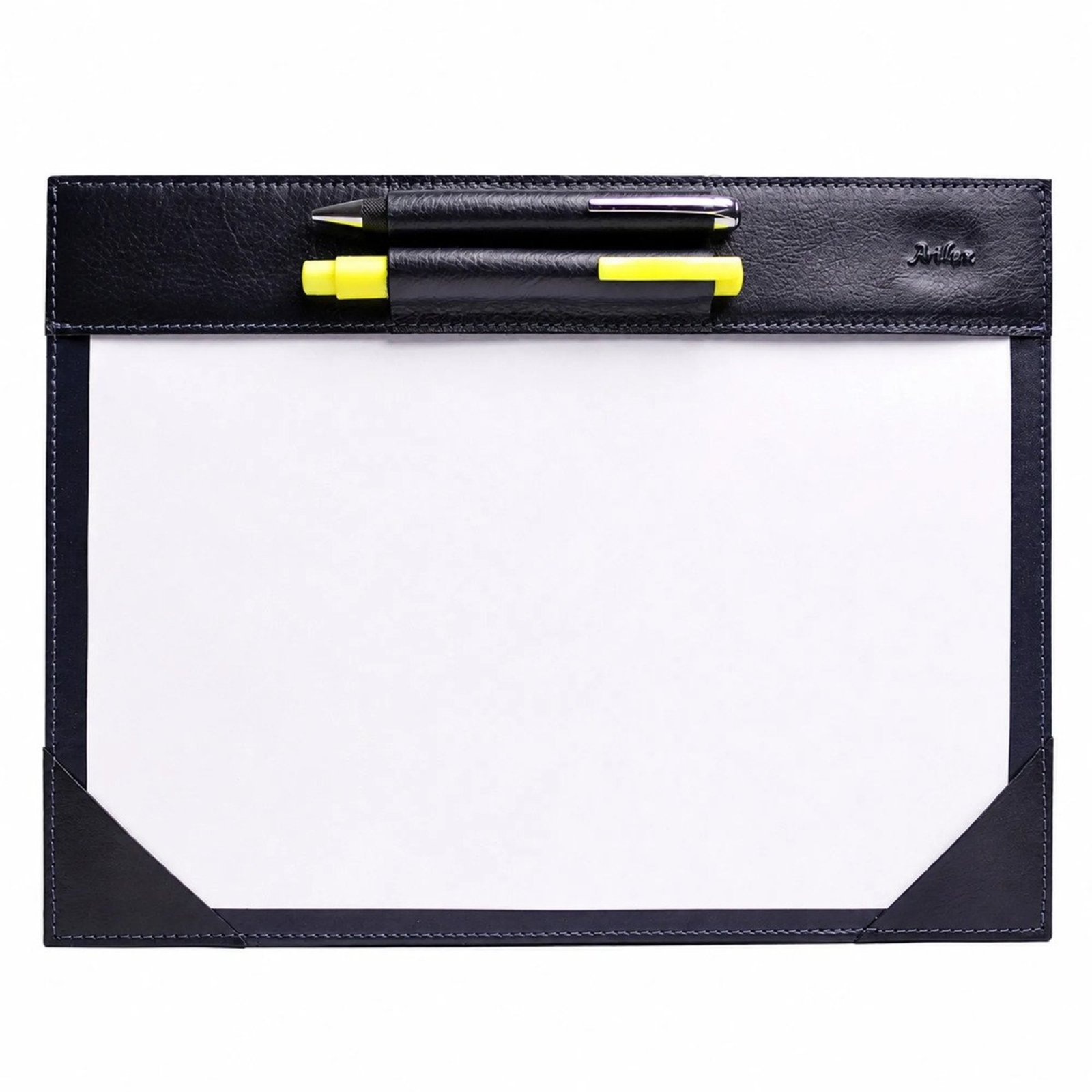 Risque Rabisque A4 com Porta Canetas Duplo em Couro Artlux RR016 Azul