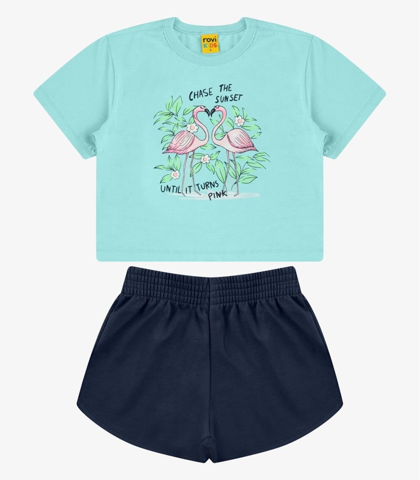Infantil - Conjunto Blusa com Shorts Meia Malha Rovi Azul