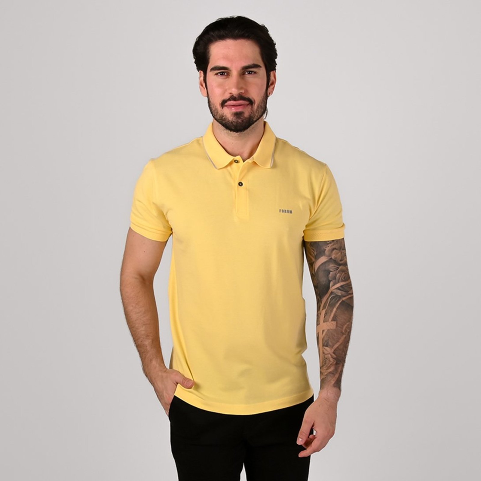 Camisa Polo Forum Friso Texturada Amarela