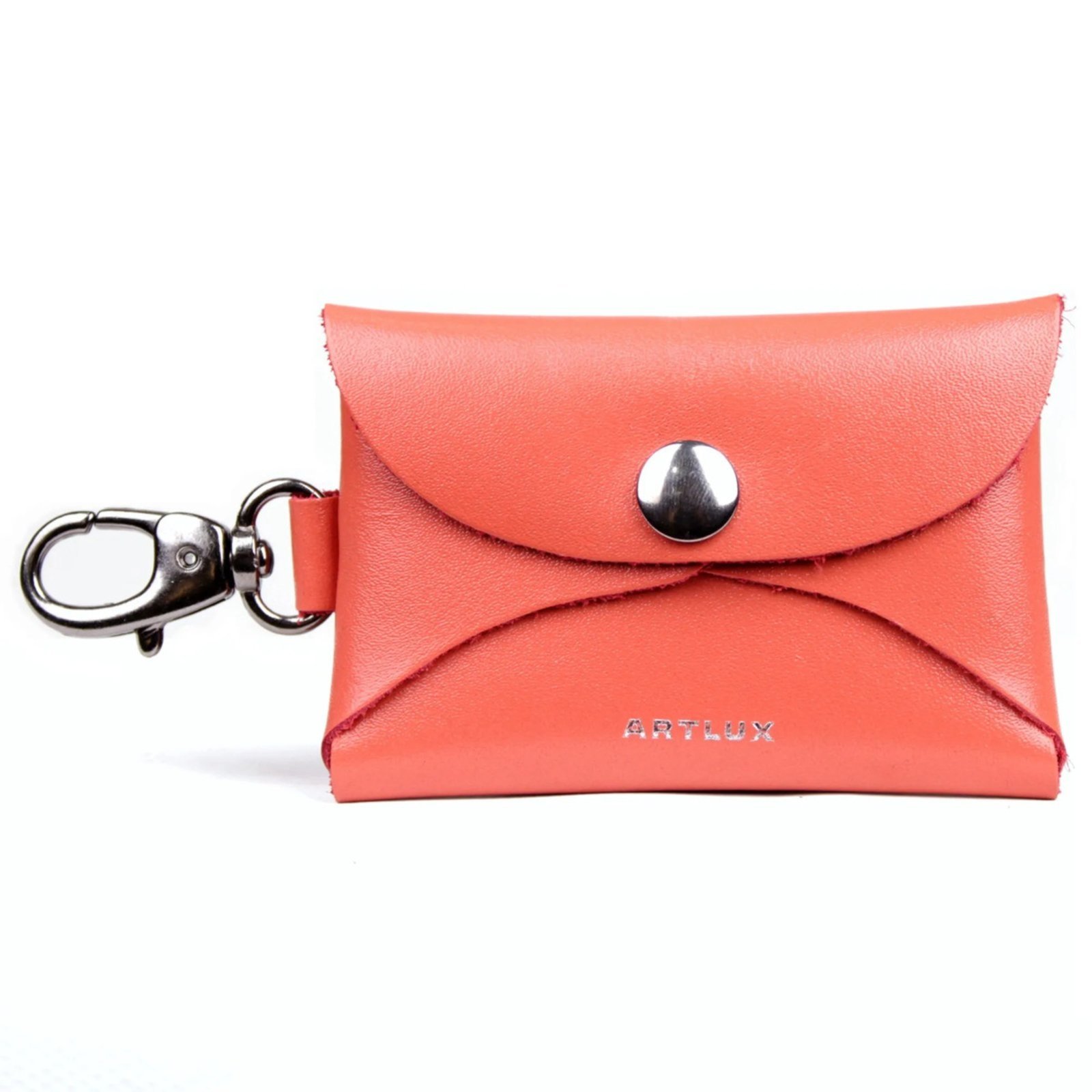 Chaveiro Charm Bag Porta Moedas Notas e Cartões em Couro Artlux 516 Coral