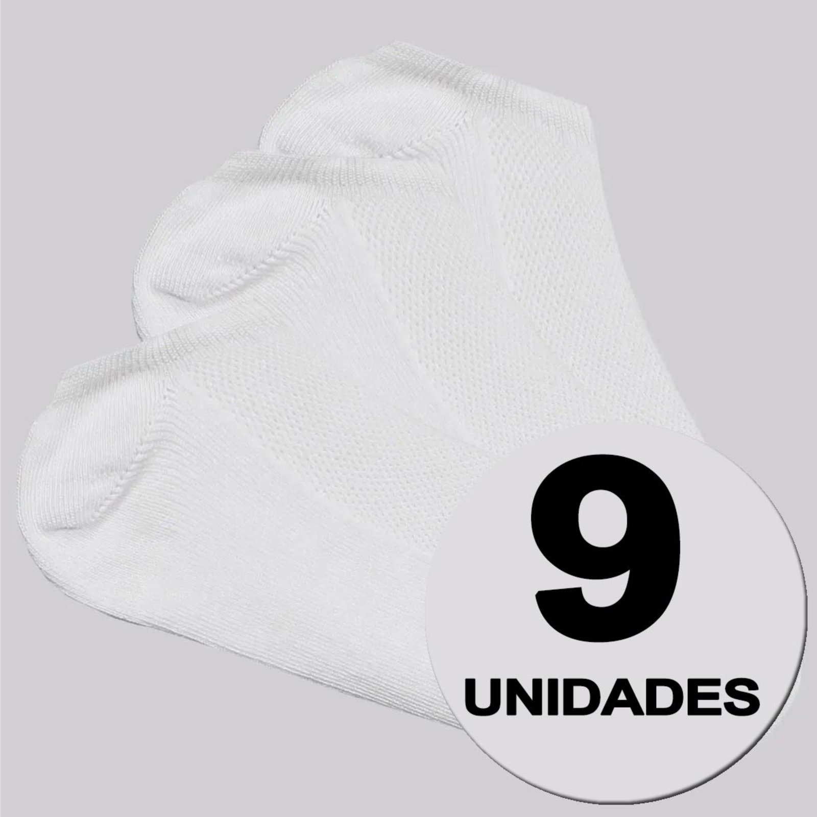 Vista 2 Kit Meia Selene Sapatilha Feminino 9 Pares Branca branco SELENE branco