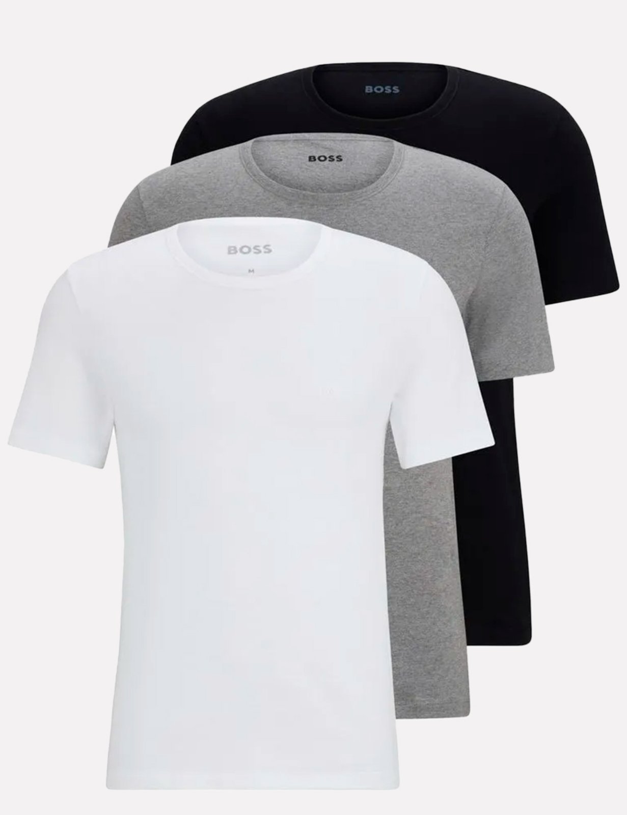 Kit Camisetas Hugo Boss Masculina Slim Branca/Cinza Mescla/Preta 3UN