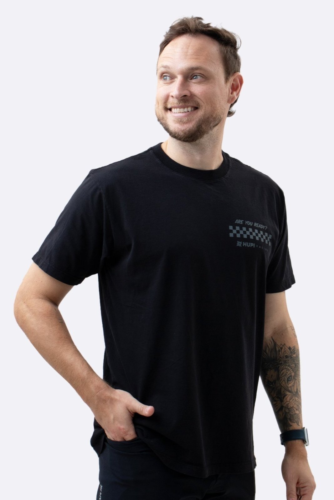 Camiseta HUPI Casual Preta Let's Go Racing Preto