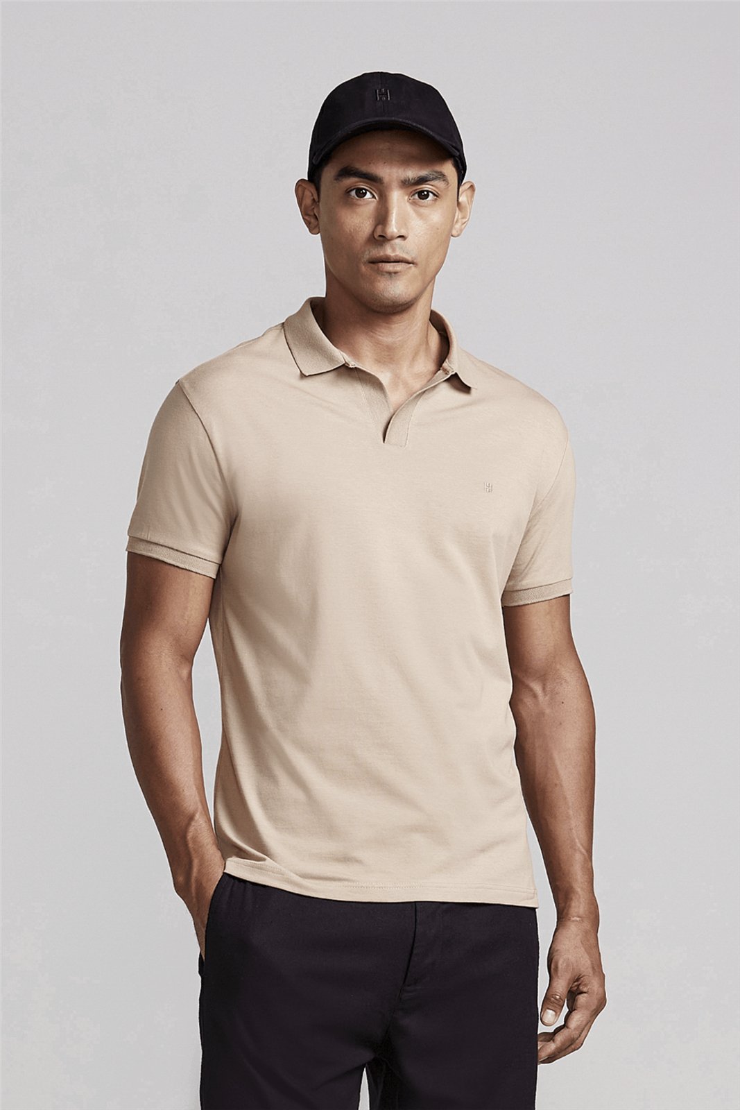 HIGHSTIL Camisa Polo Malha Slim Fit – Marrom Médio