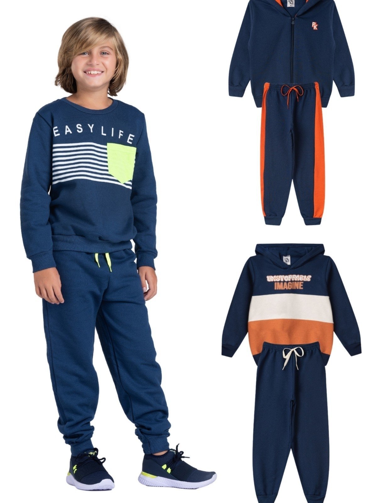 Vista 2 Infantil - Kit Sortido Platinum 4 Peças de Roupas Infantis Inverno Masculino - 2 Casacos + 2 Calças PLATINUM KIDS multicolorido PLATINUM KIDS multicolorido
