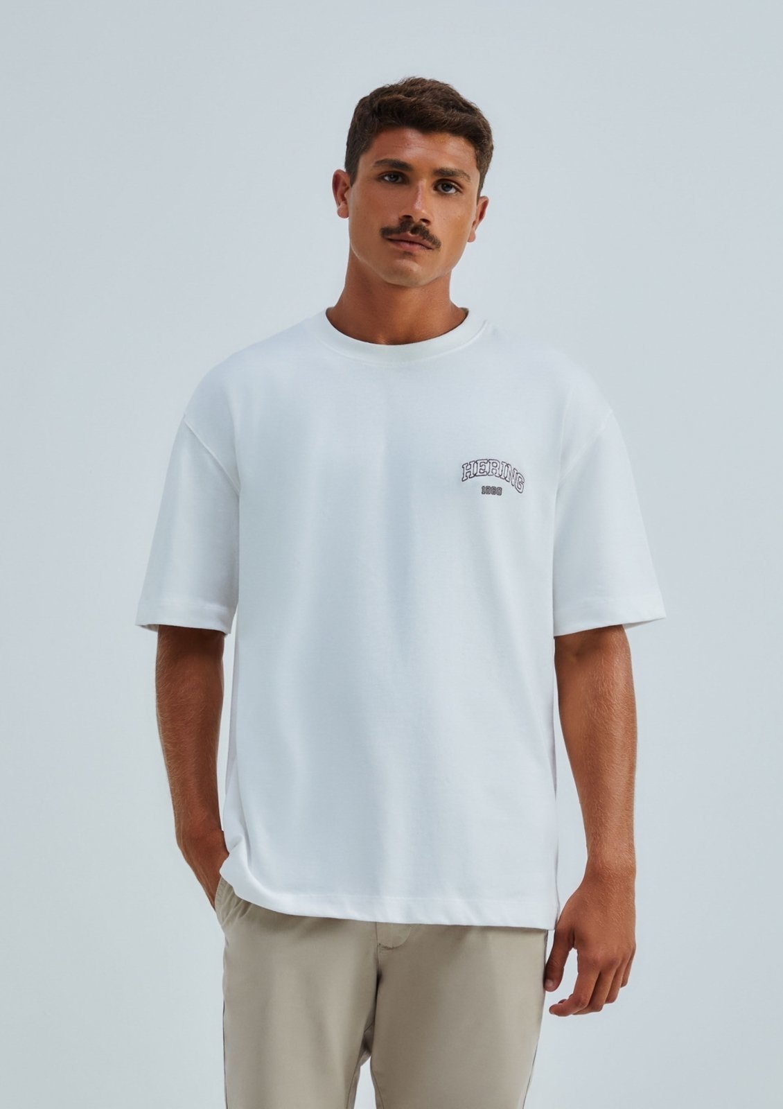 Camiseta Masculina Relaxed Manga Curta Com Bordado