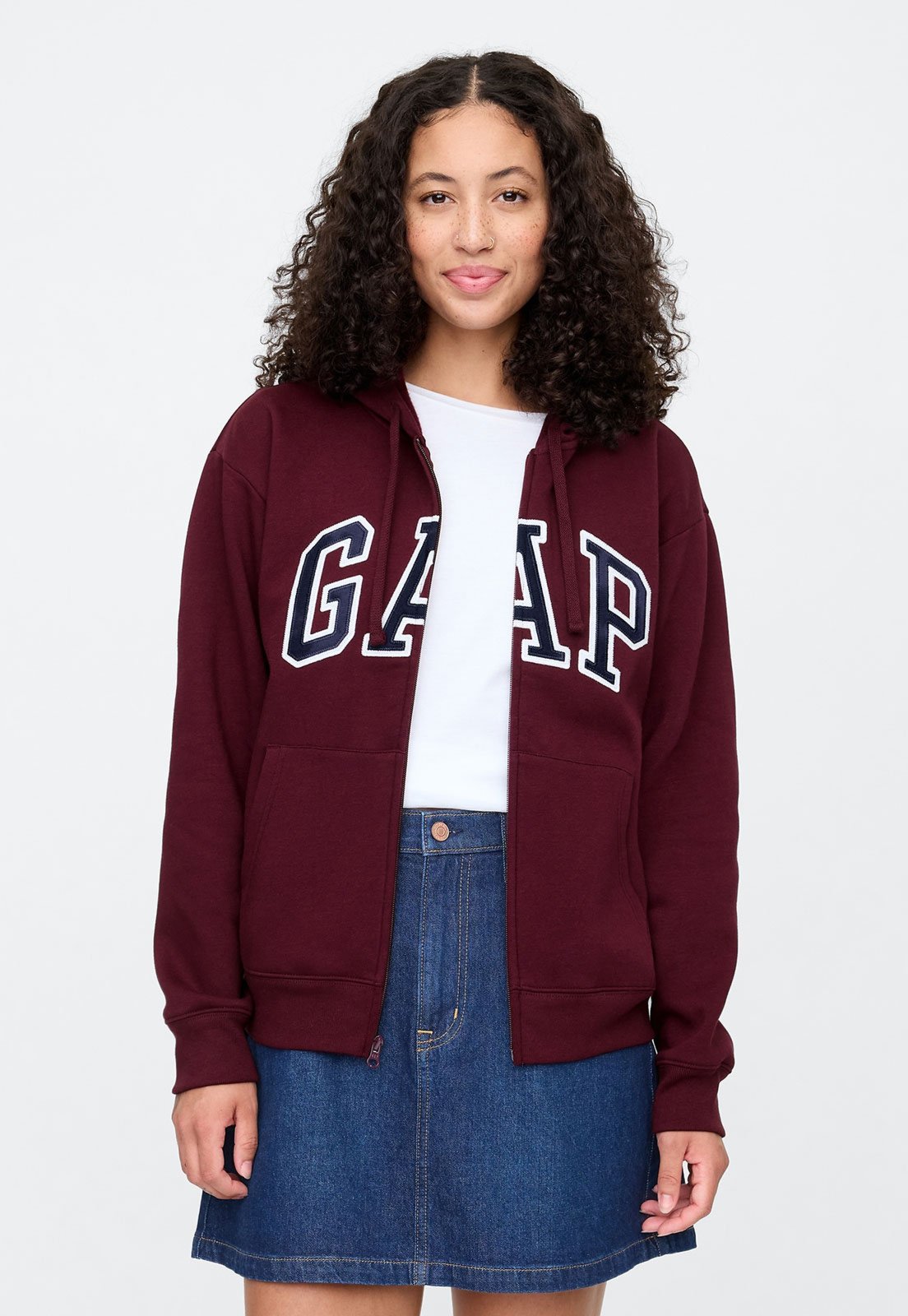Blusa de Moletom Aberta GAP Reta Logo Bordô