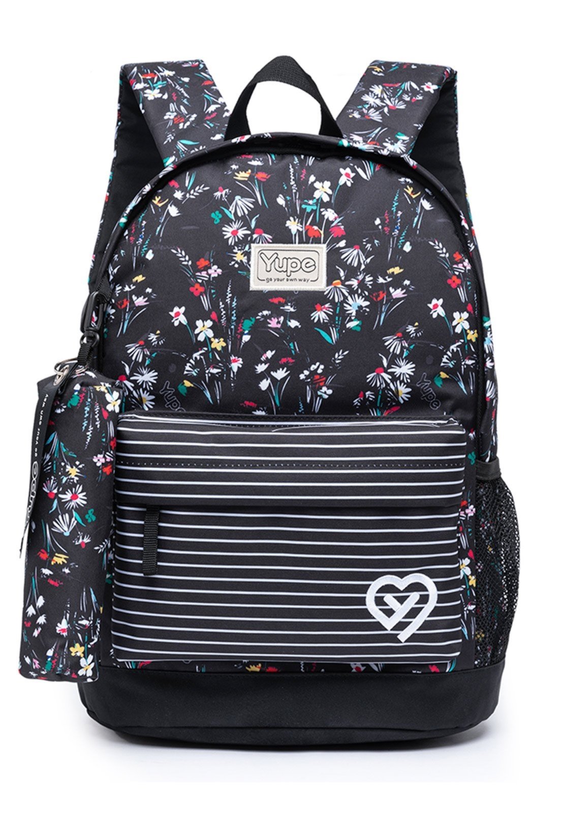 Vista 2 Infantil - Kit Mochila Yupe Estojo Feminino Casual Resistente Espaçosa Notebook preto YUPE preto