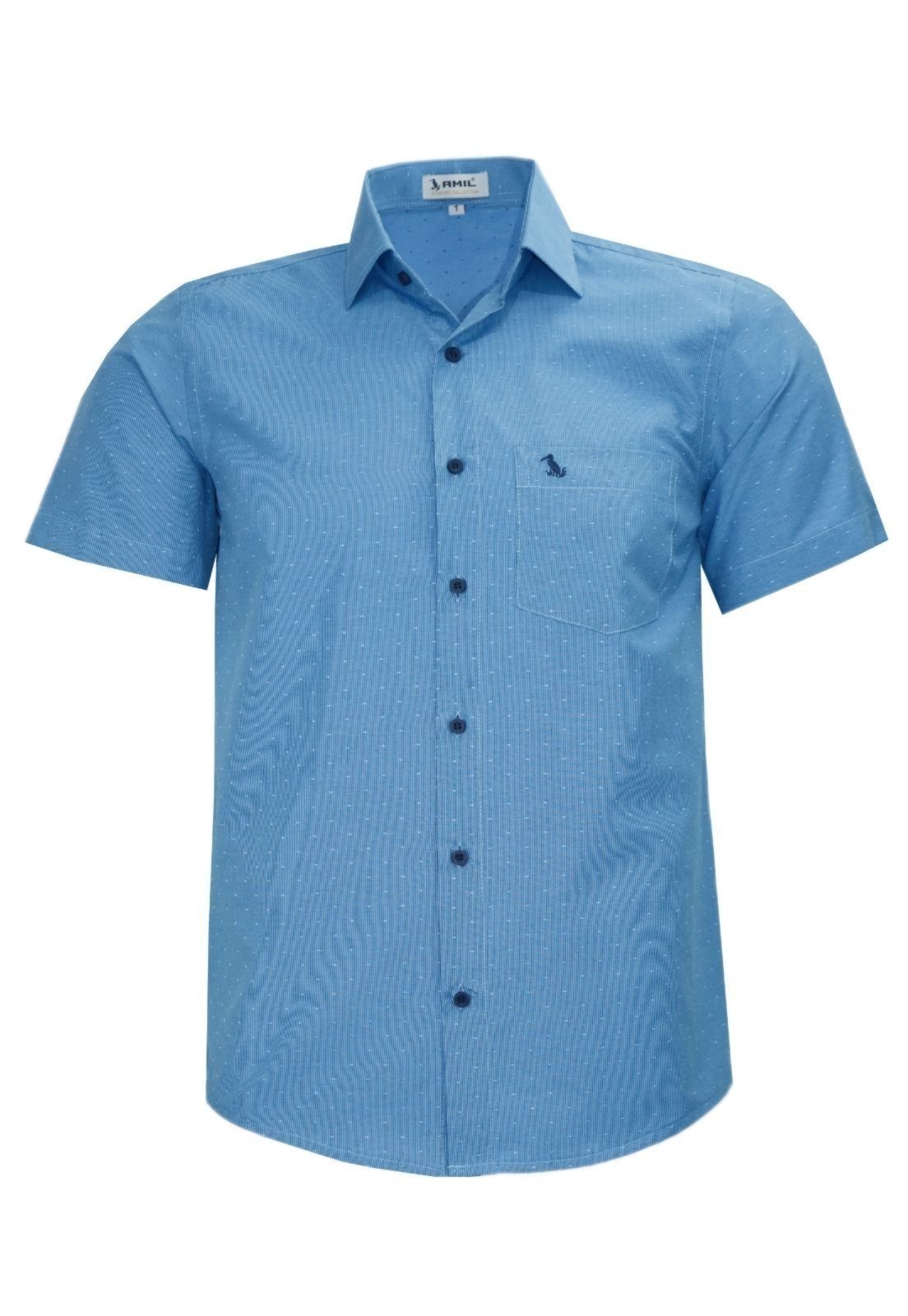 Camisa Social Manga Curta Comfort Com Bolso Passa Fácil 1848
