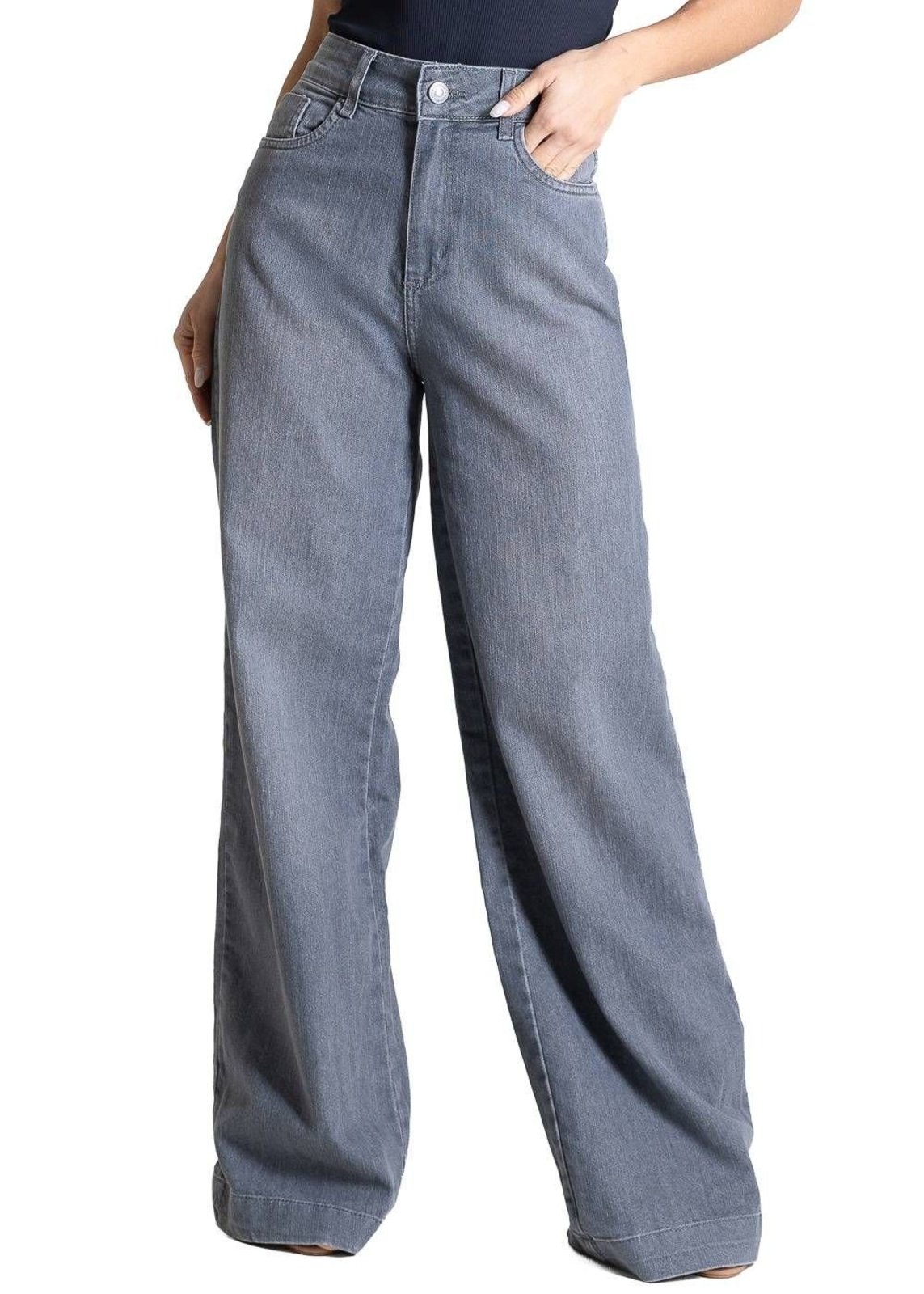 Calça Jeans Sawary Wide Leg - 283590 - Cinza - Sawary