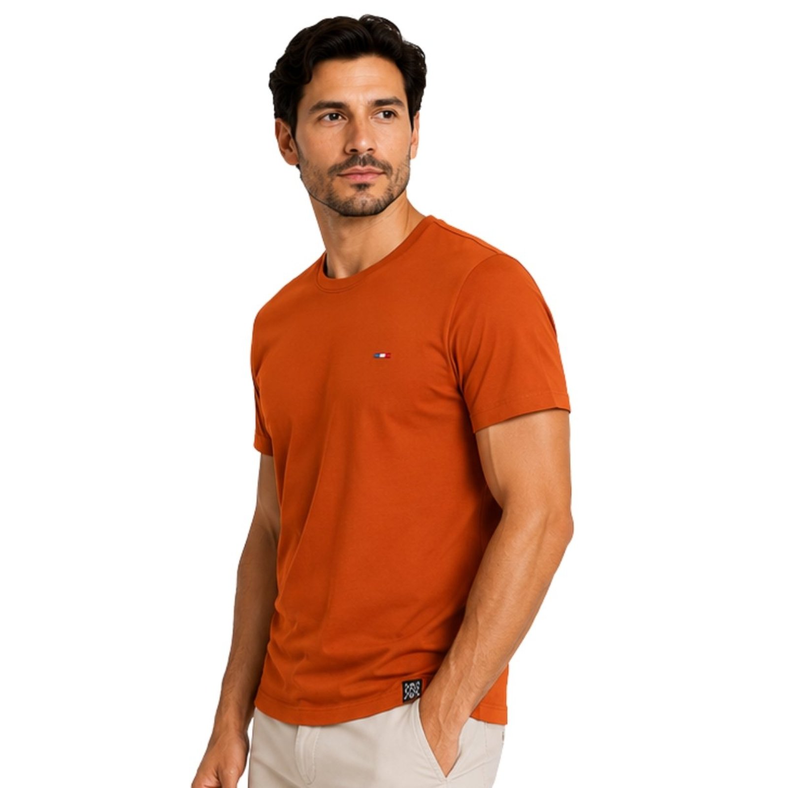Camiseta Masculina Básica Lisa FMF Conforto Premium Laranja