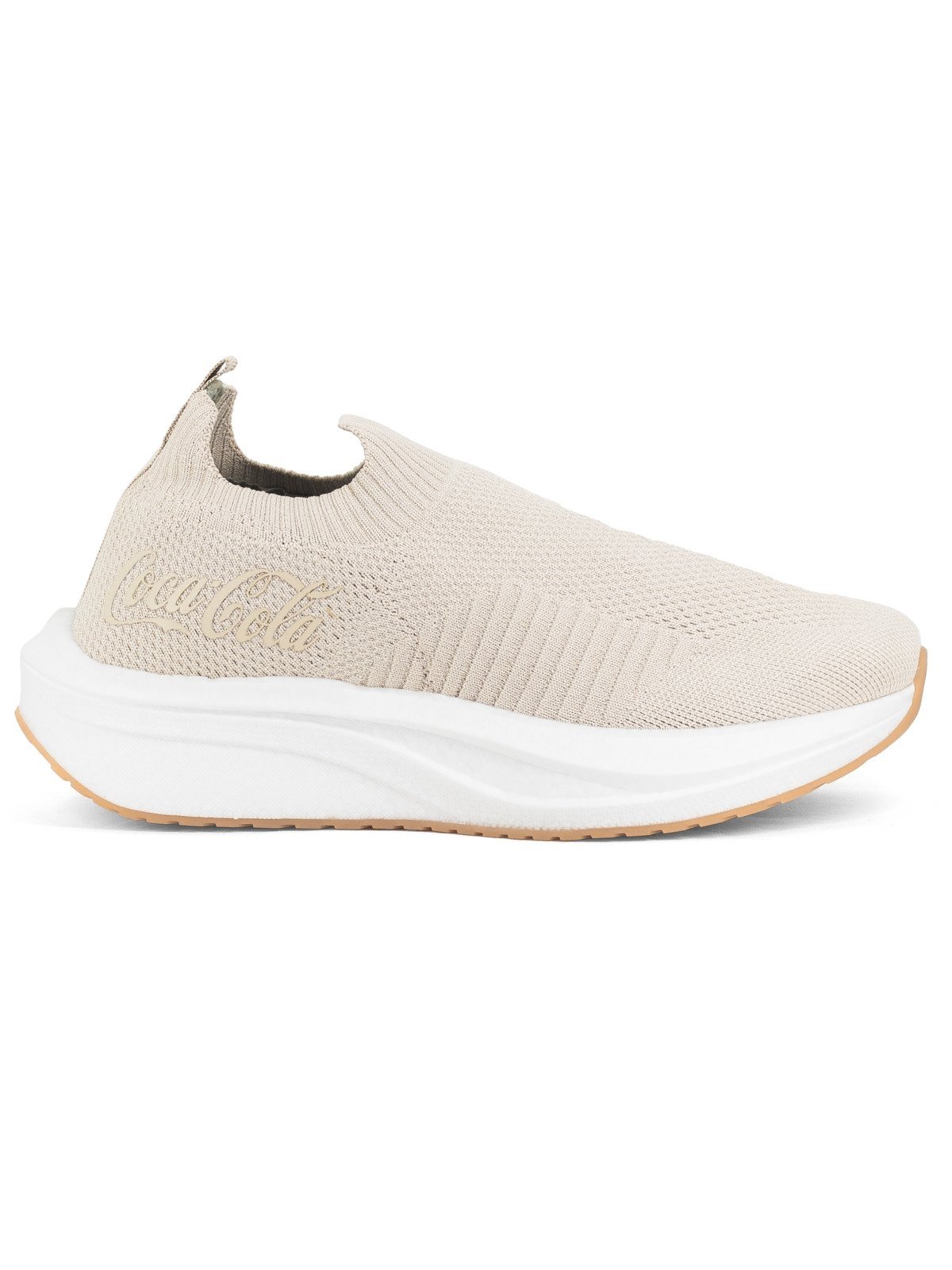 Tênis Masculino Coca Cola Slip On Casual Knit Better Elástico Flexível Calce Fácil Off White