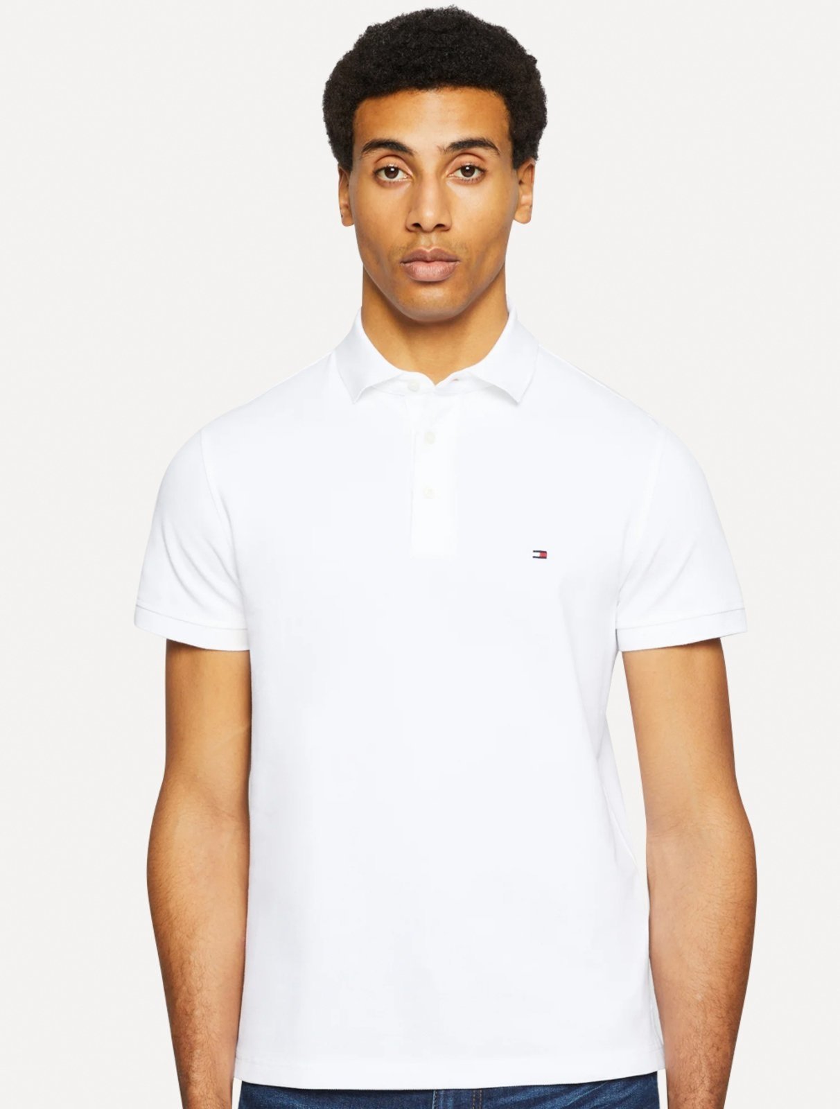 Vista 2 Polo Tommy Hilfiger Masculina Slim 1985 branco Tommy Hilfiger branco