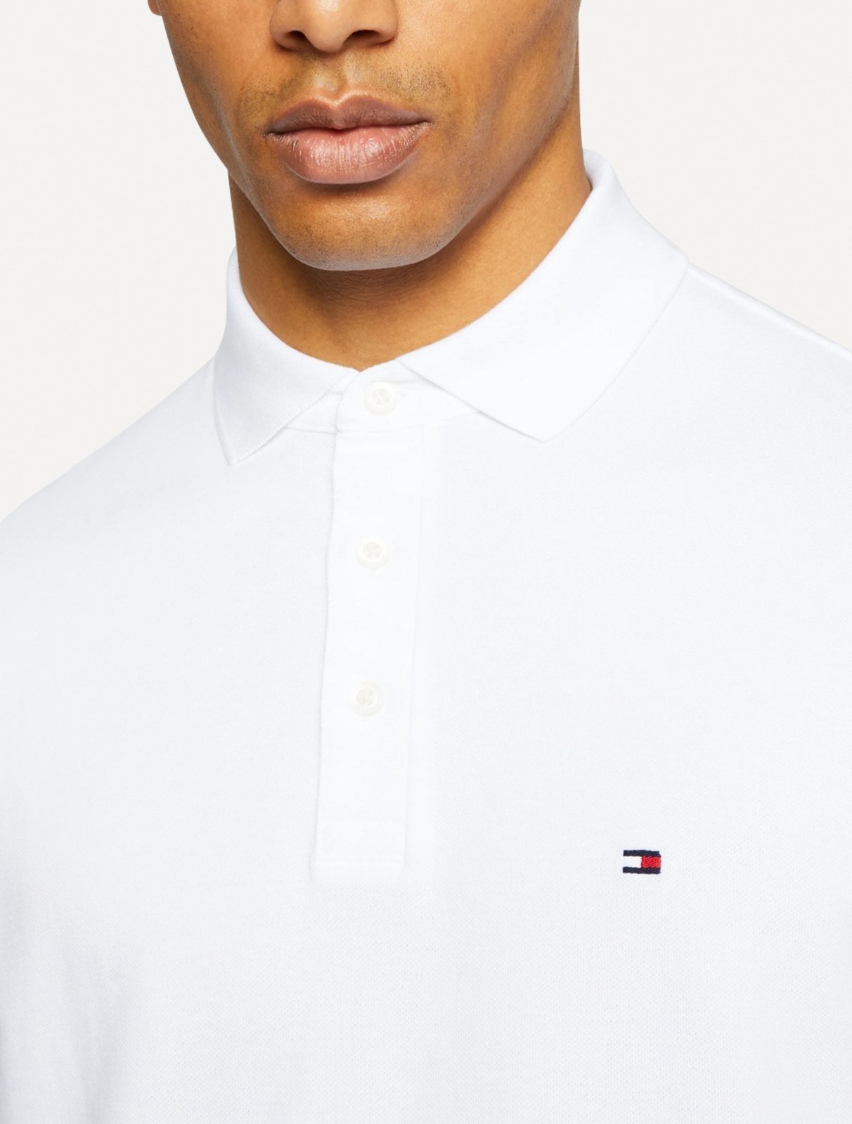 Vista 3 Polo Tommy Hilfiger Masculina Slim 1985 branco Tommy Hilfiger branco