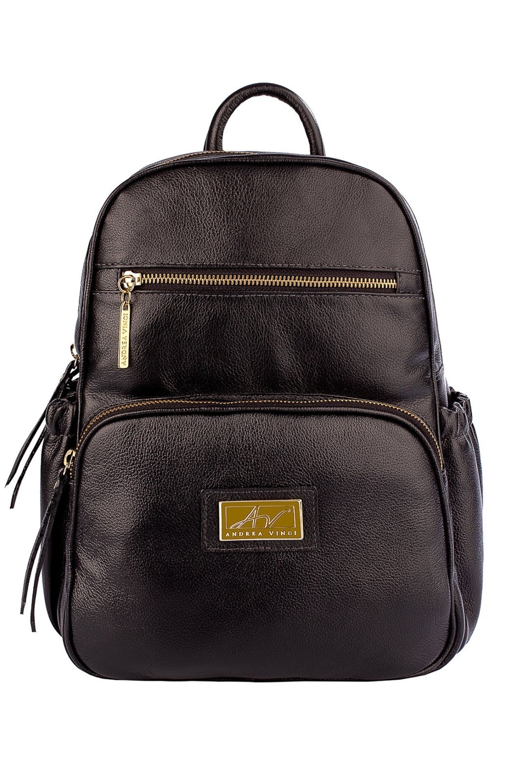Mochila pequena de couro liso Zoey - Preto