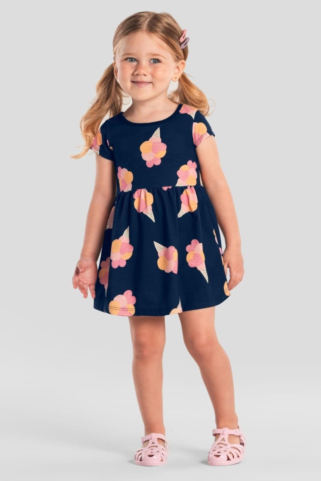 Vista 2 Infantil - Vestido menina de sorvetinho Brandili Brandili azul
