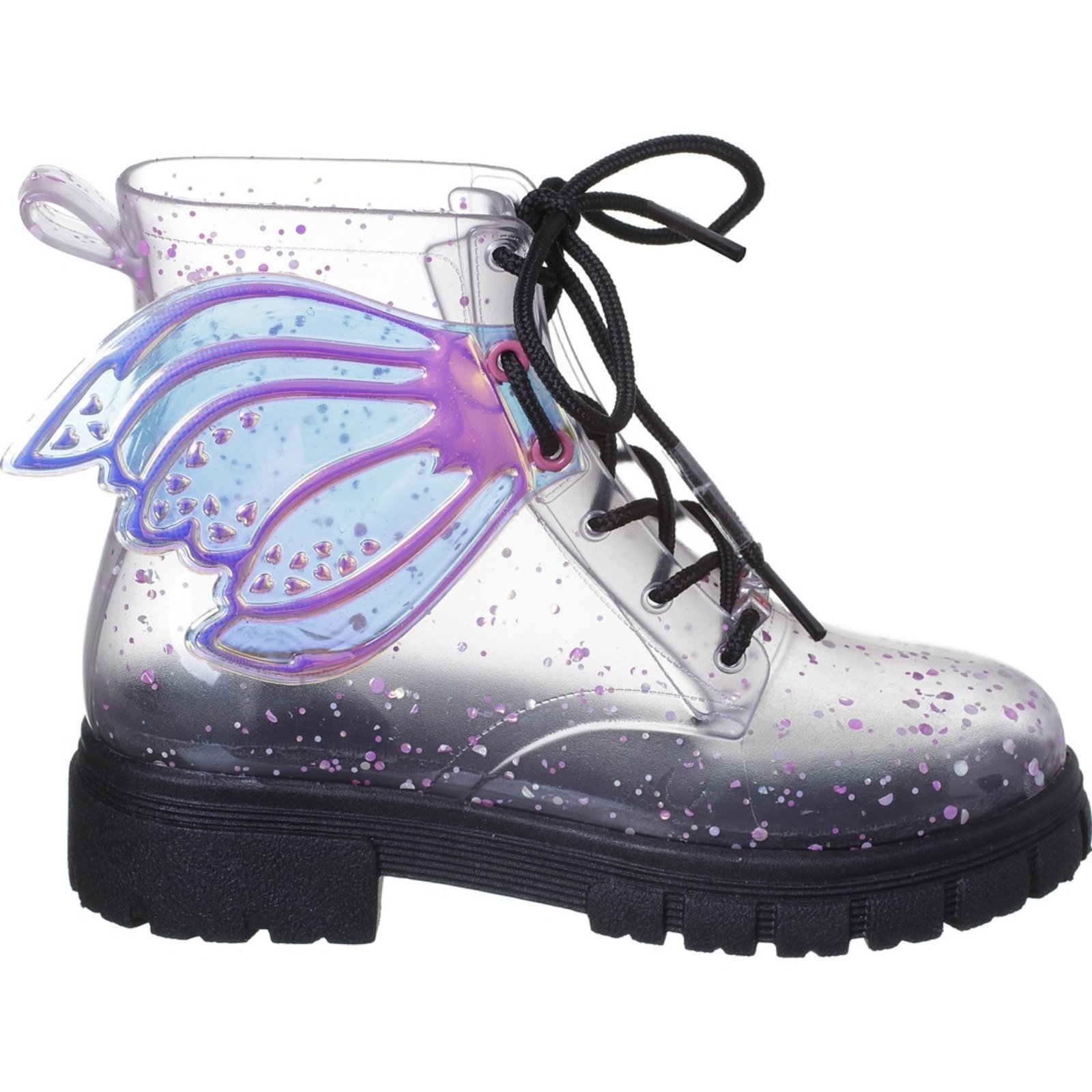Vista 3 Infantil - Bota Galocha Menina Impermeável Transparente com Meia Ortopasso preto Ortopasso preto