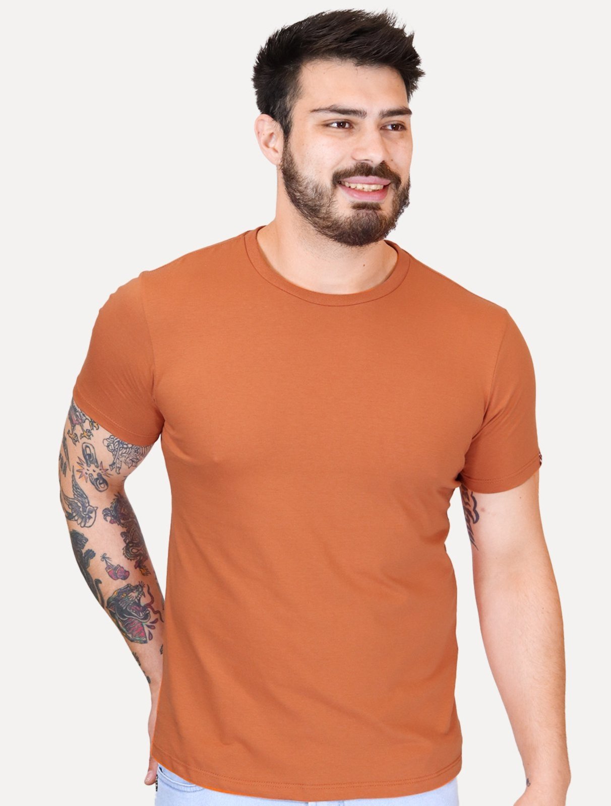 Camiseta Levis Masculina Slim Tag Sleeve Lisa Laranja