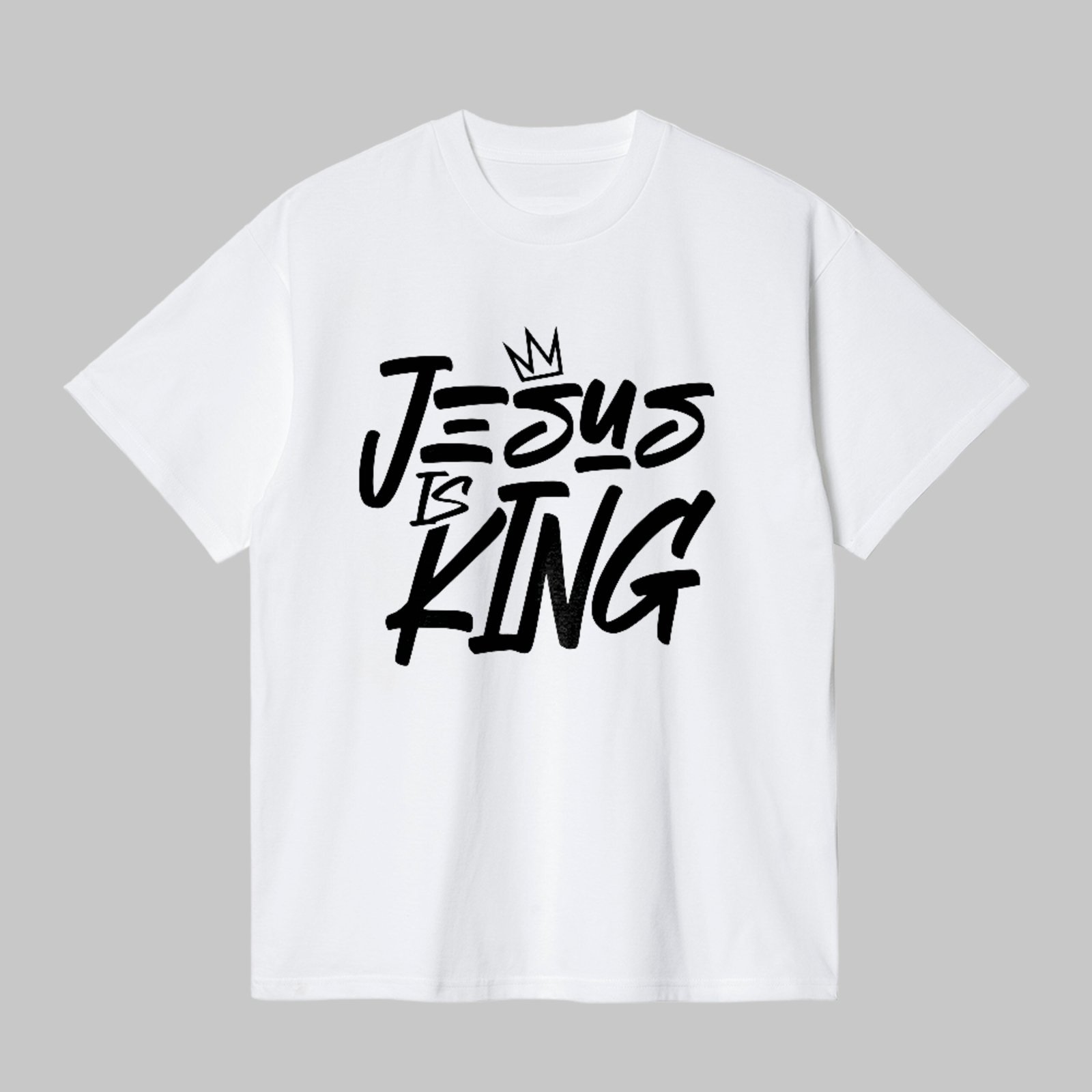 Camiseta Básica Jesus Is King Fé Cristã Street Style Branco