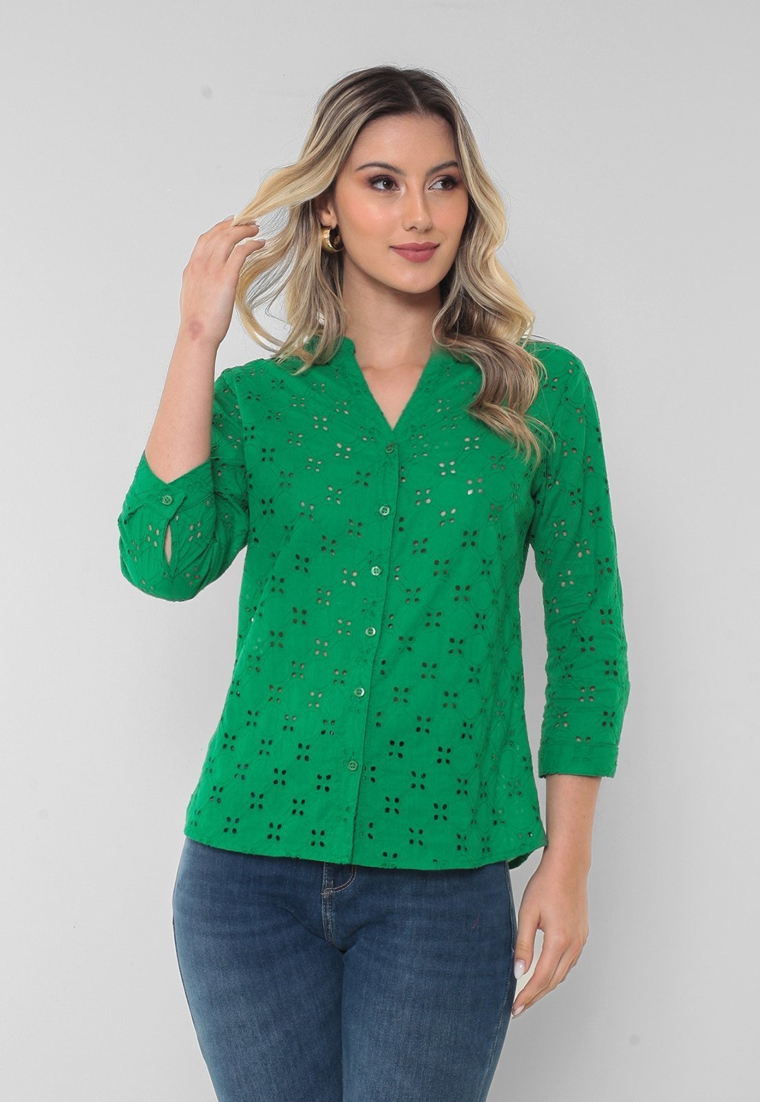 Camisa Intens Manga 3/4 Laise de Algodão Verde