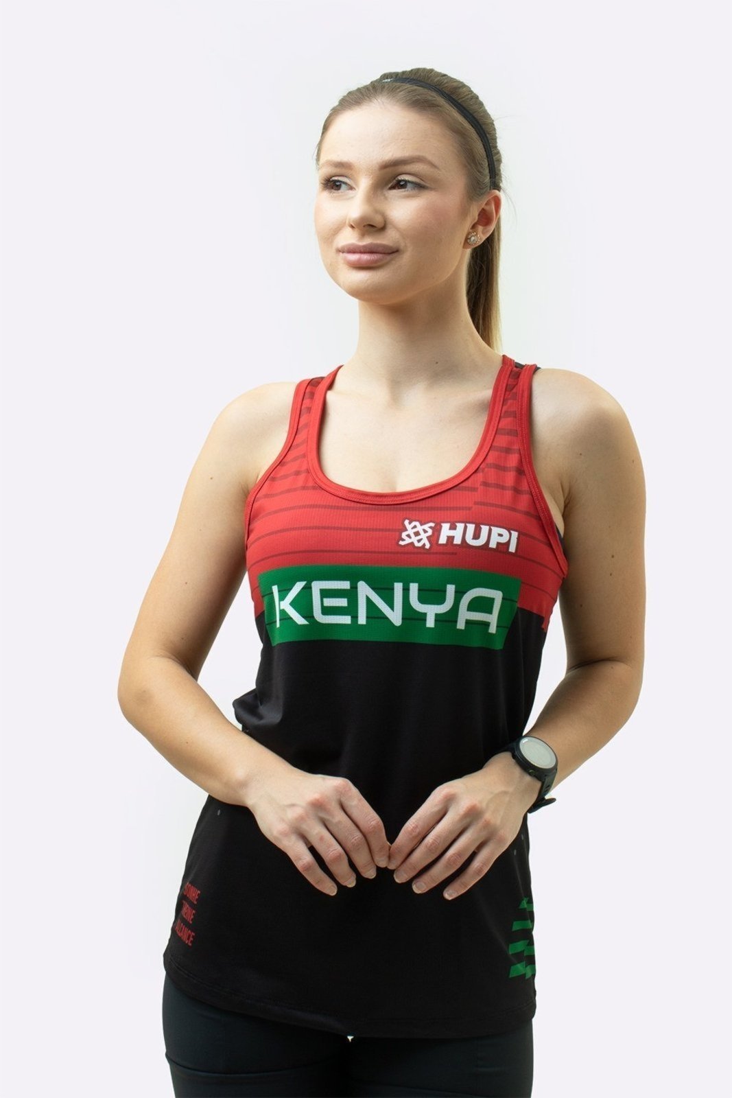 Regata Feminina HUPI Kenya Pace, Cor: PRETO/VERMELHO, Tamanho: G Preto