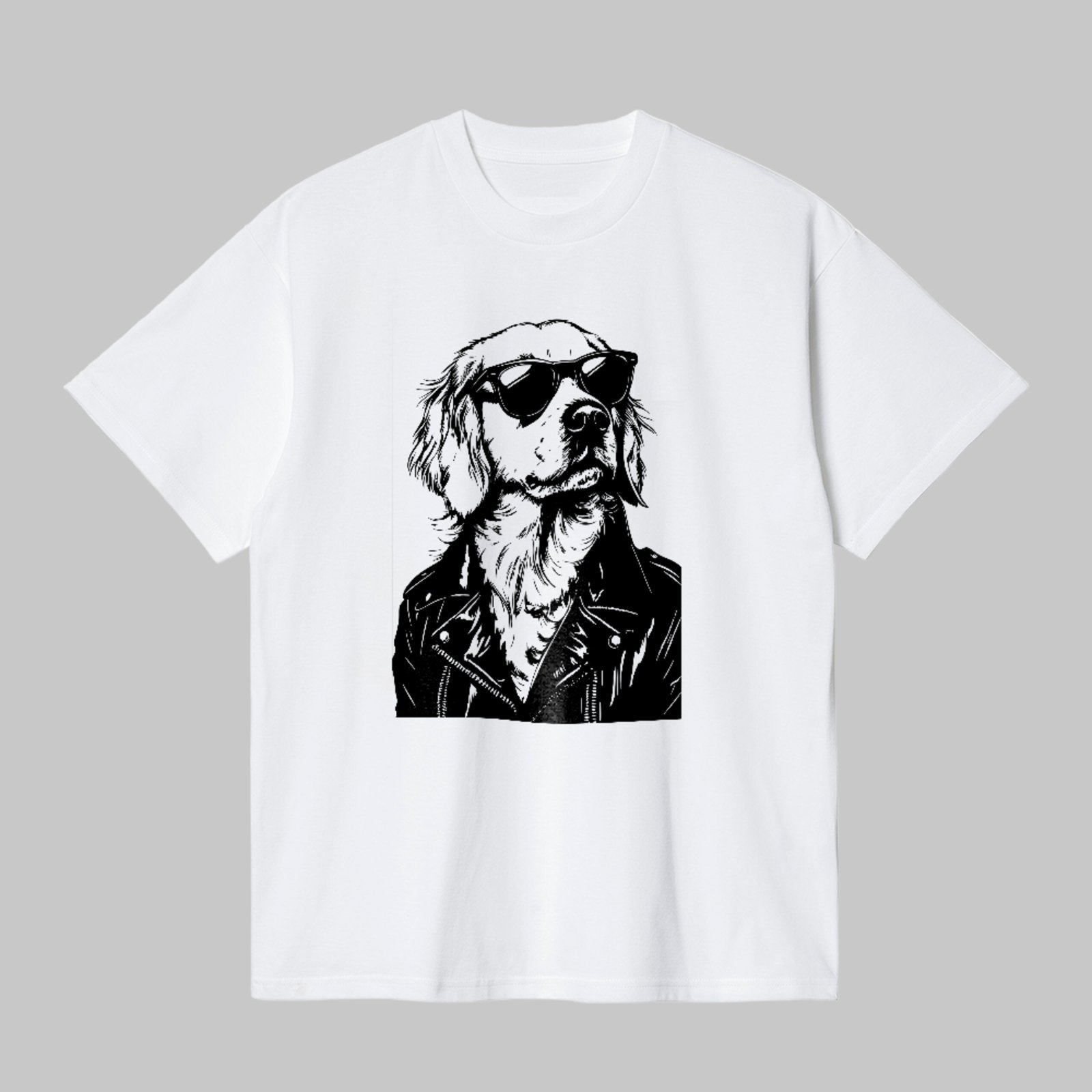 Camiseta Básica Cachorro Rock Óculos Estilo Streetwear Pet Branco