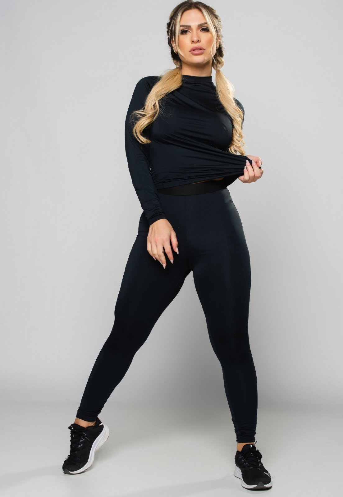 Conjunto MVB Modas Calça E Blusa Térmica Inverno Uv Segunda Pele Preto